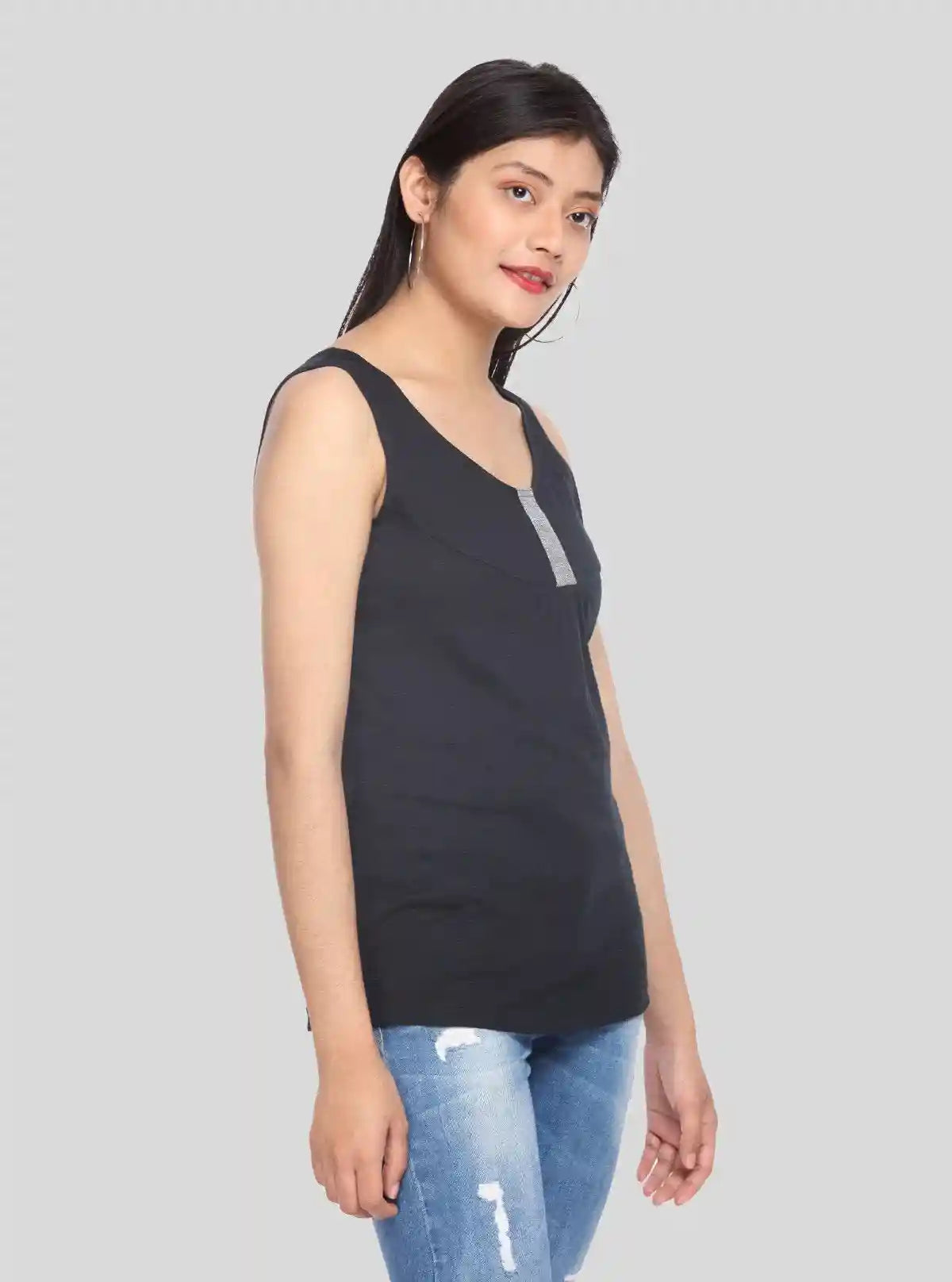 Women’s Sleeveless Black Cotton Jersey Top – Elegant Casual by Boer and Fitch | Buy Online at  Boer and Fitch