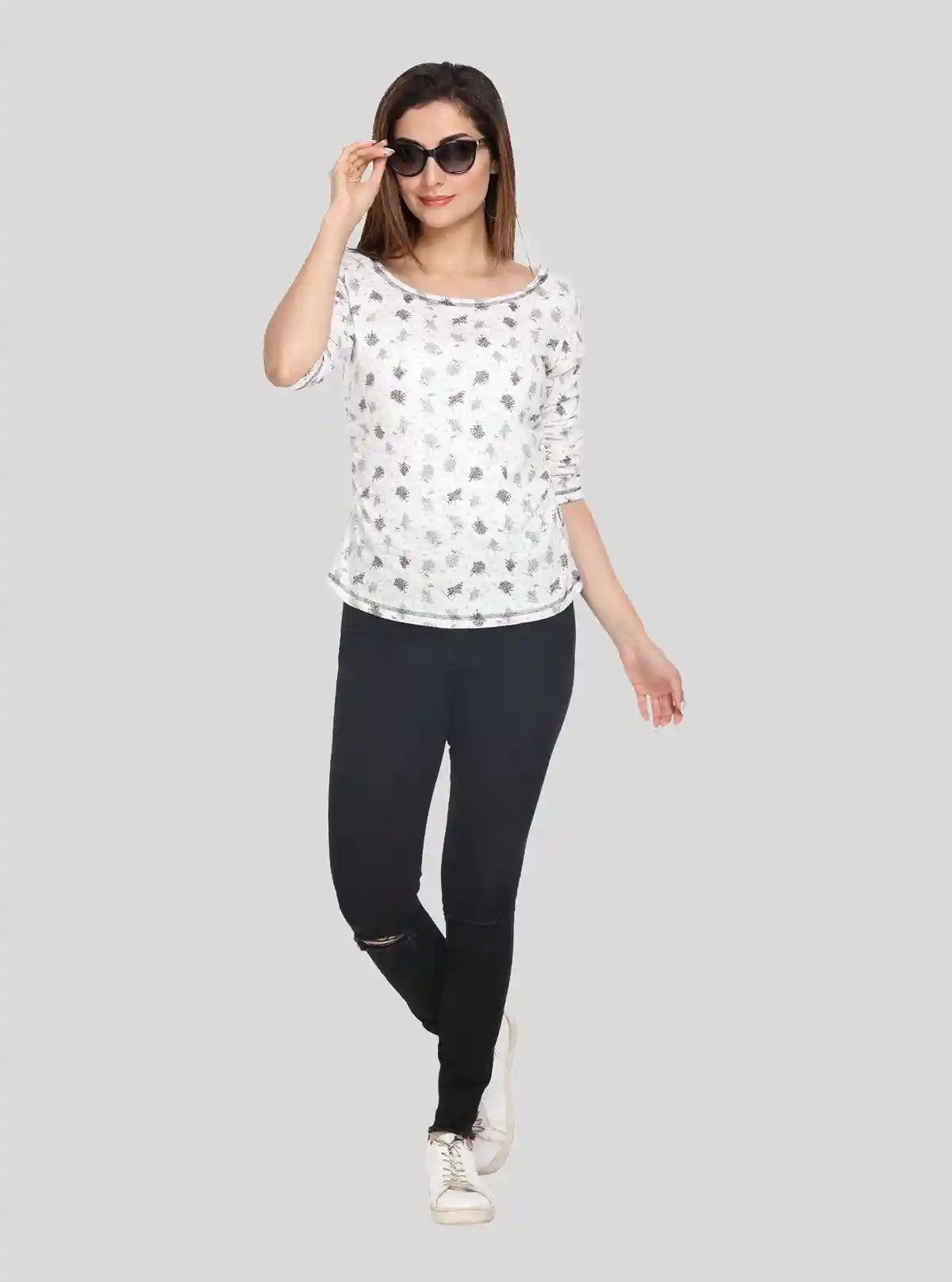 Women's White Tree Print Long Sleeve Cotton Jersey Top | Boer & Fitch | Buy Online at  Boer and Fitch