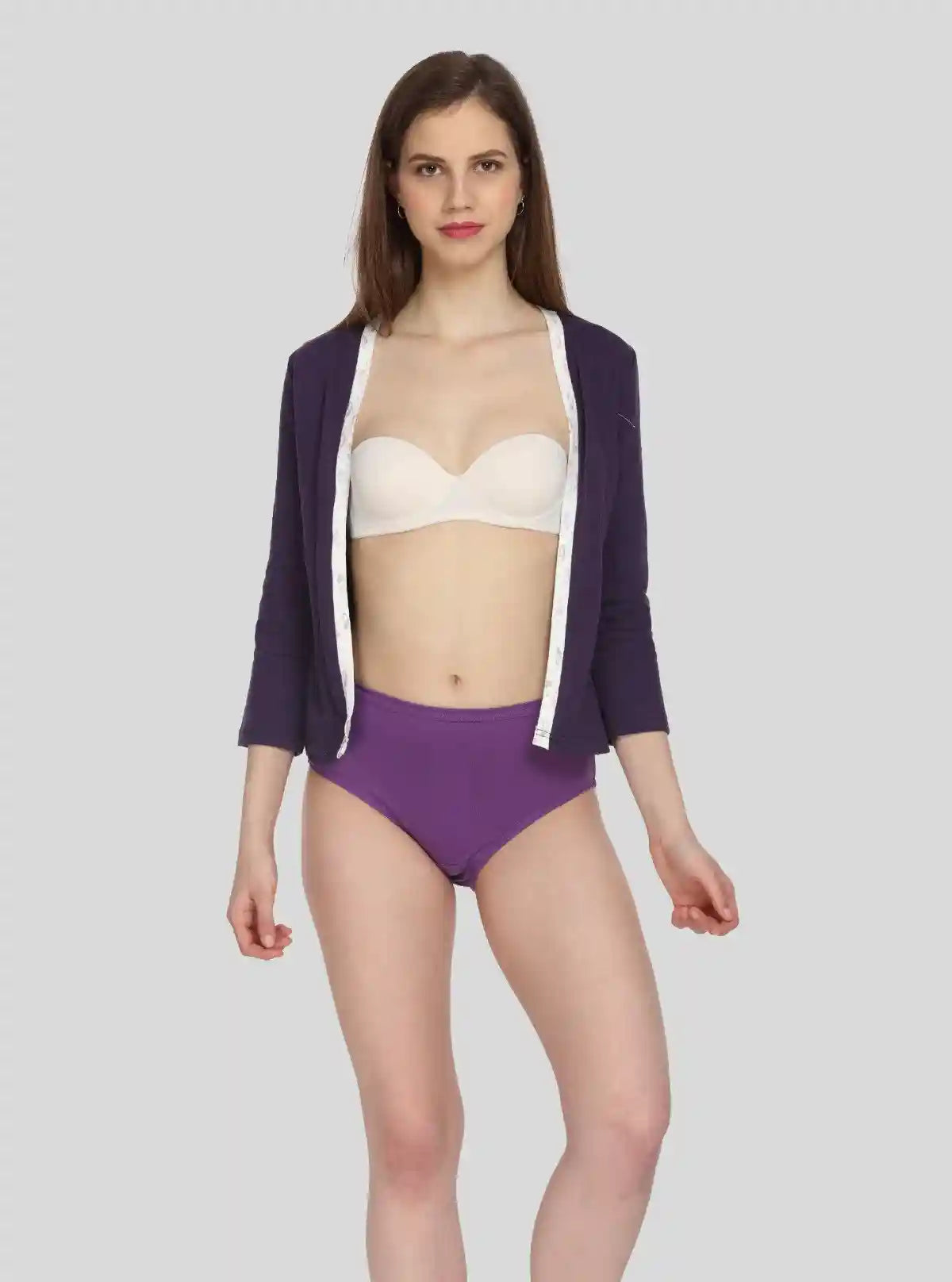 Women’s Purple Cotton Elastane Brief – Soft, Stretchable Everyday Comfort | Buy Online at  Boer and Fitch