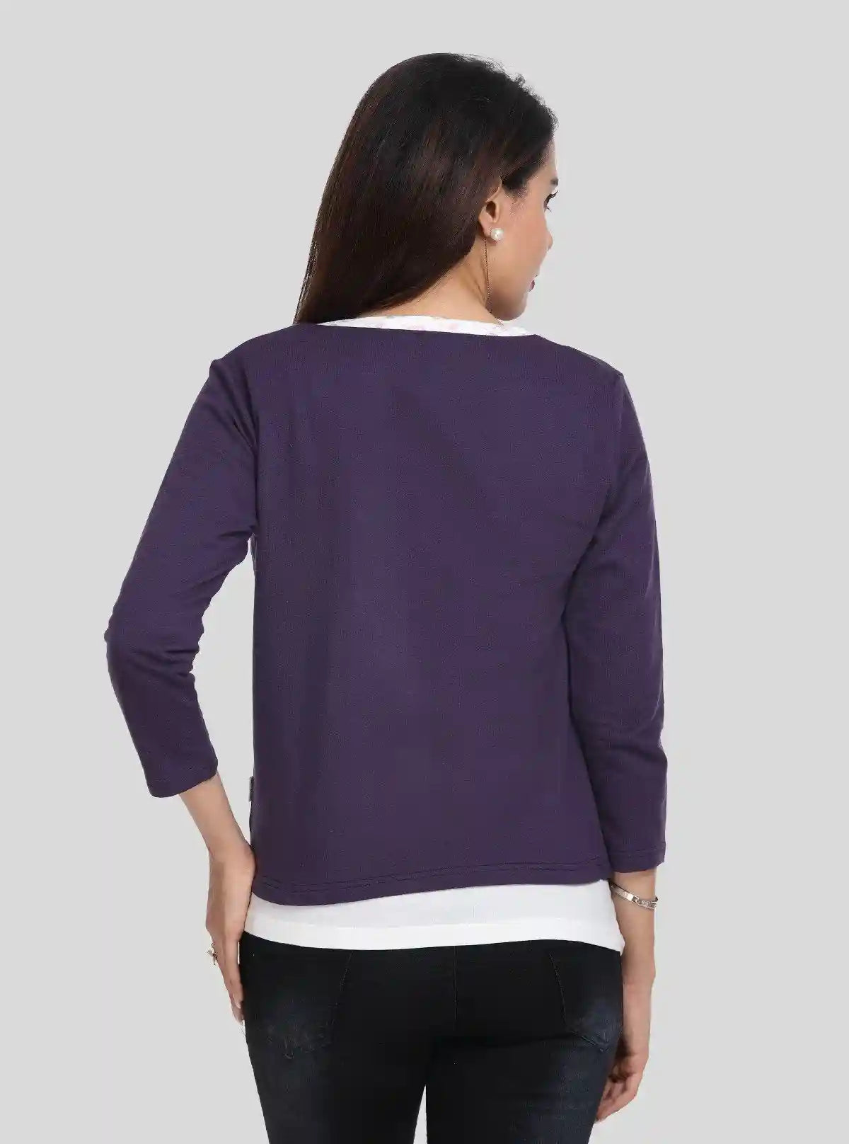 Women's Purple Cotton Shrug with White Printed Top – Boer and Fitch | Buy Online at  Boer and Fitch