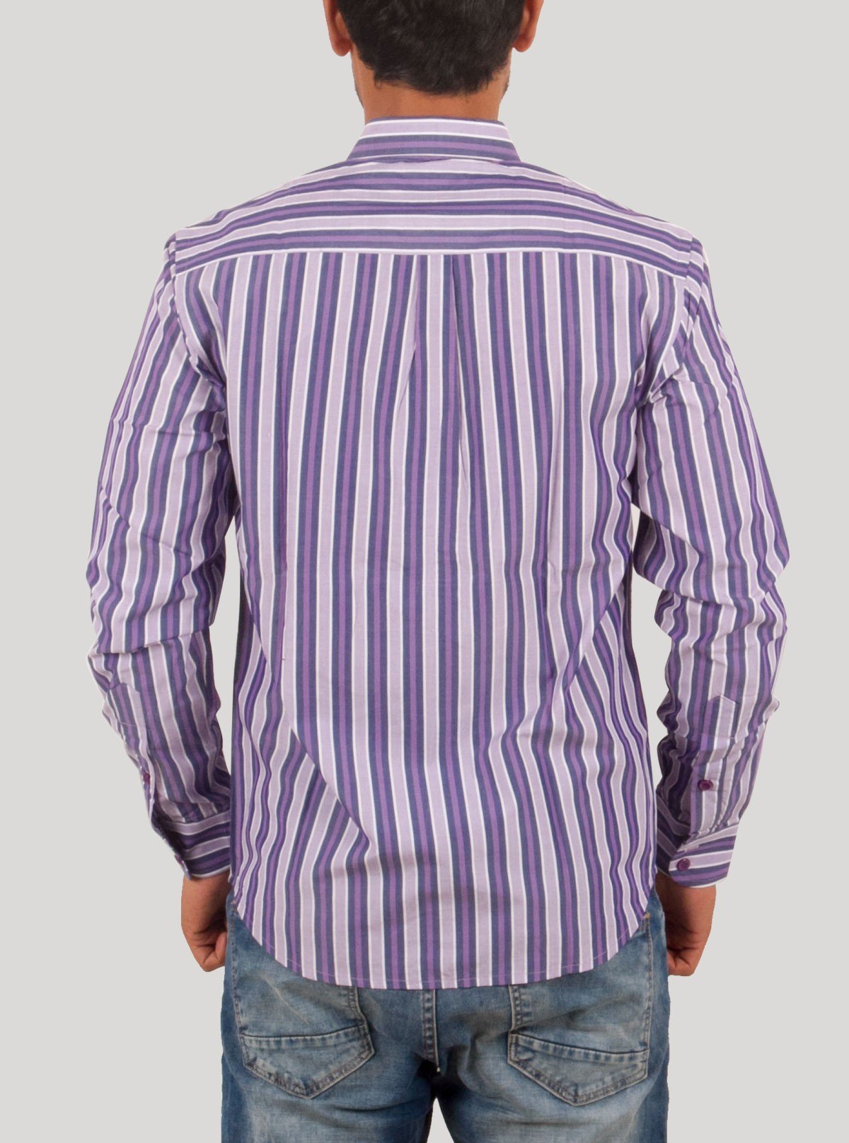 Purple Striped Long Sleeve Shirt for Men – Casual Cotton Shirt by Boer and Fitch - Boer and Fitch