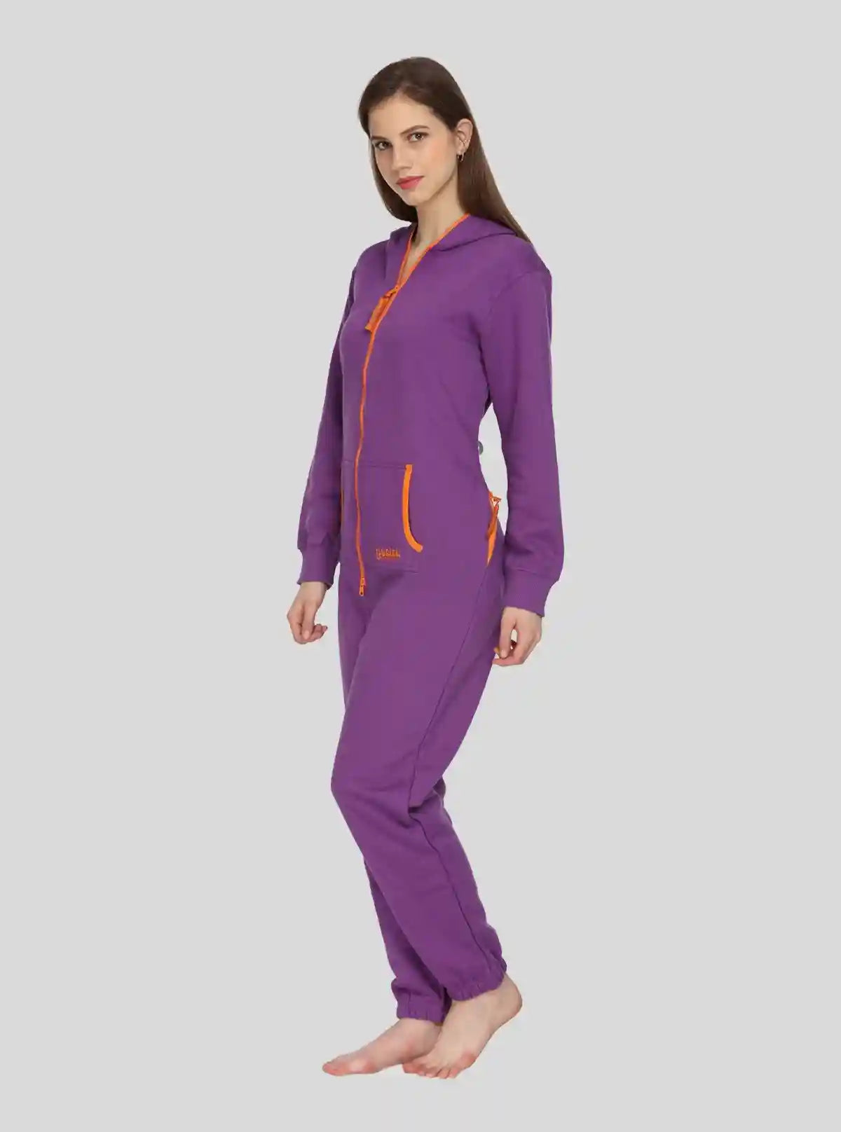 Women’s Purple Hooded Jumpsuit in Organic Cotton & Recycled Poly Blend | Buy Online at  Boer and Fitch