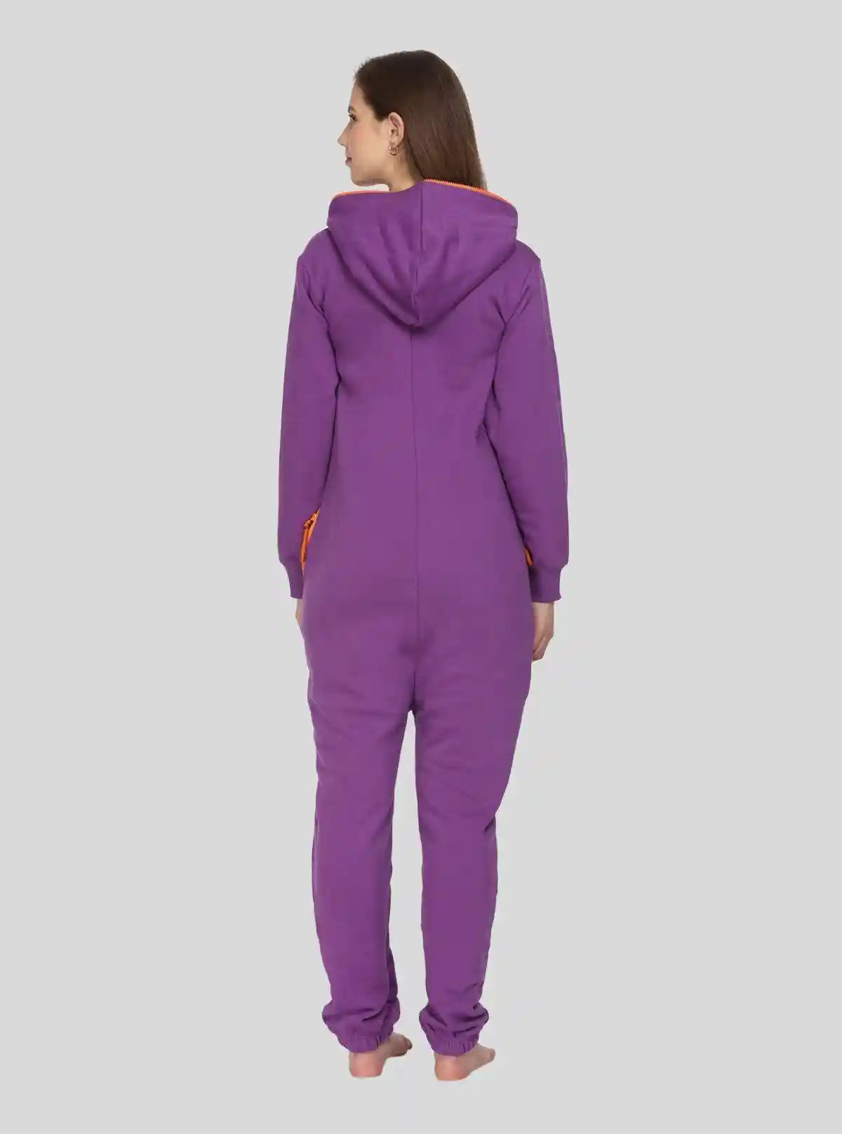 Women’s Purple Hooded Jumpsuit in Organic Cotton & Recycled Poly Blend | Buy Online at  Boer and Fitch