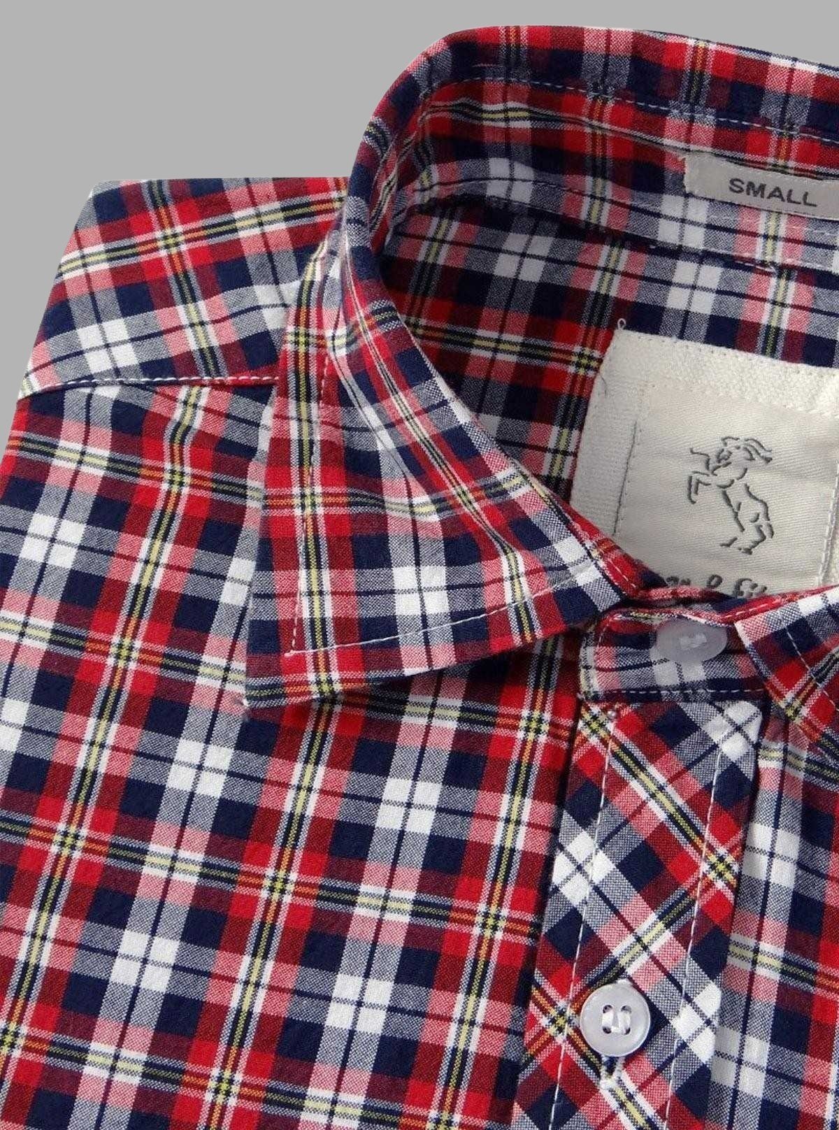 Red Checked Slim Fit Full Sleeve Shirt for Men – Casual & Smart by Boer and Fitch - Boer and Fitch