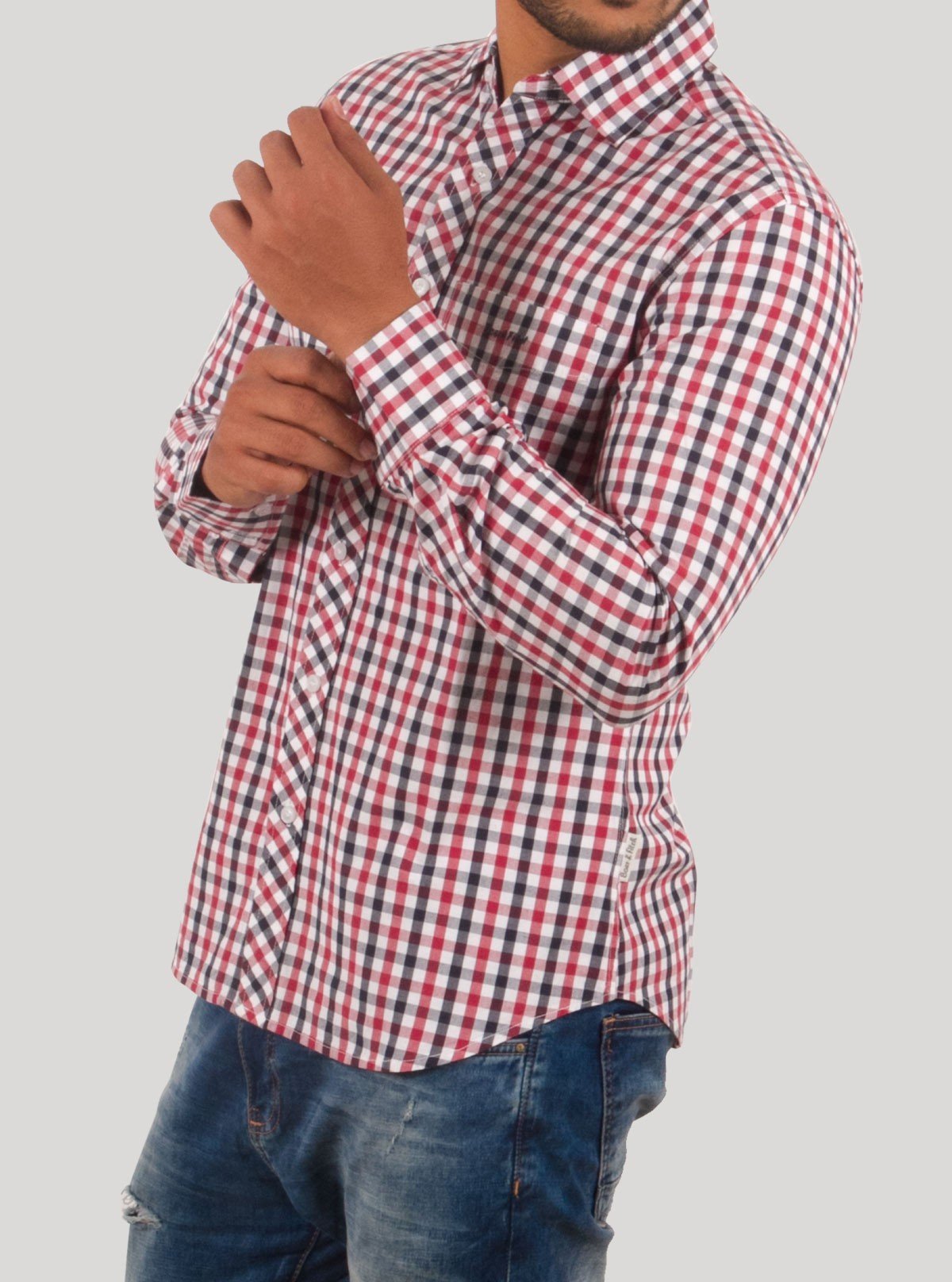 Red Checked Slim Fit Long Sleeve Shirt for Men – Casual & Smart by Boer and Fitch - Boer and Fitch