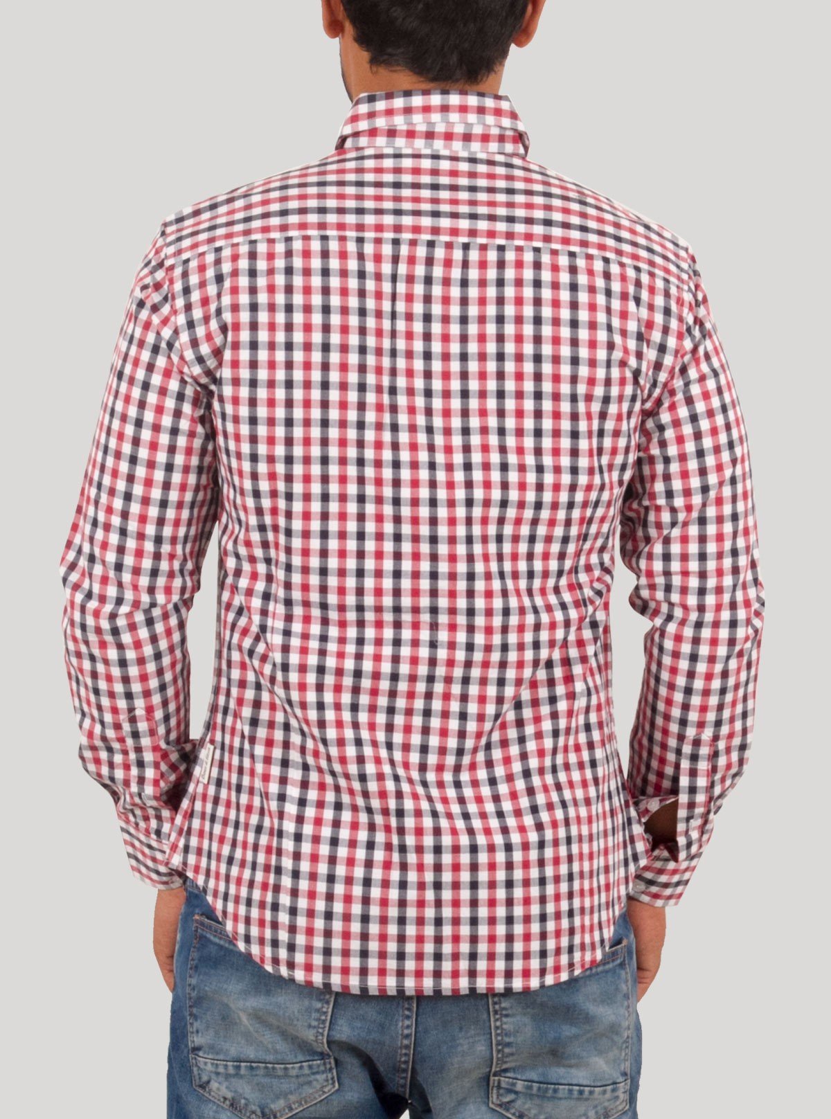 Red Checked Slim Fit Long Sleeve Shirt for Men – Casual & Smart by Boer and Fitch - Boer and Fitch