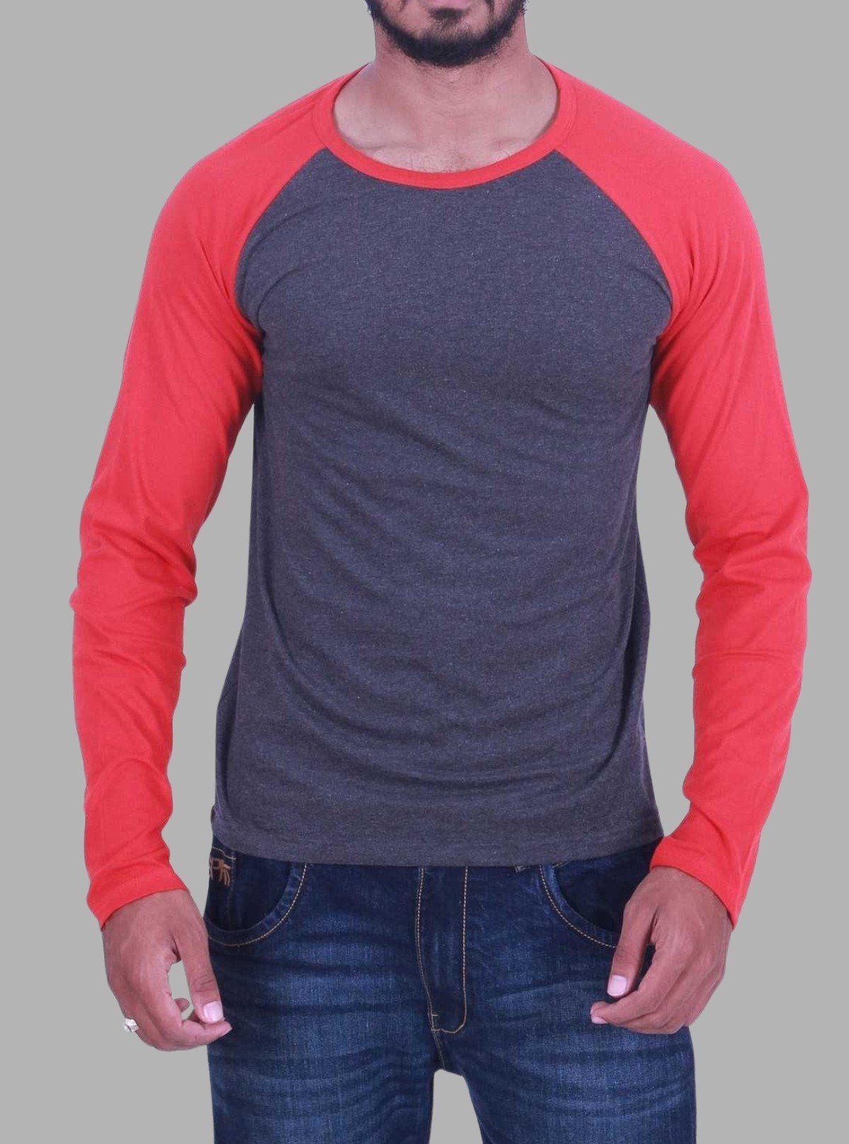 Red Contrast Raglan T-Shirt for Men – Casual Cotton Tee by Boer and Fitch - Boer and Fitch
