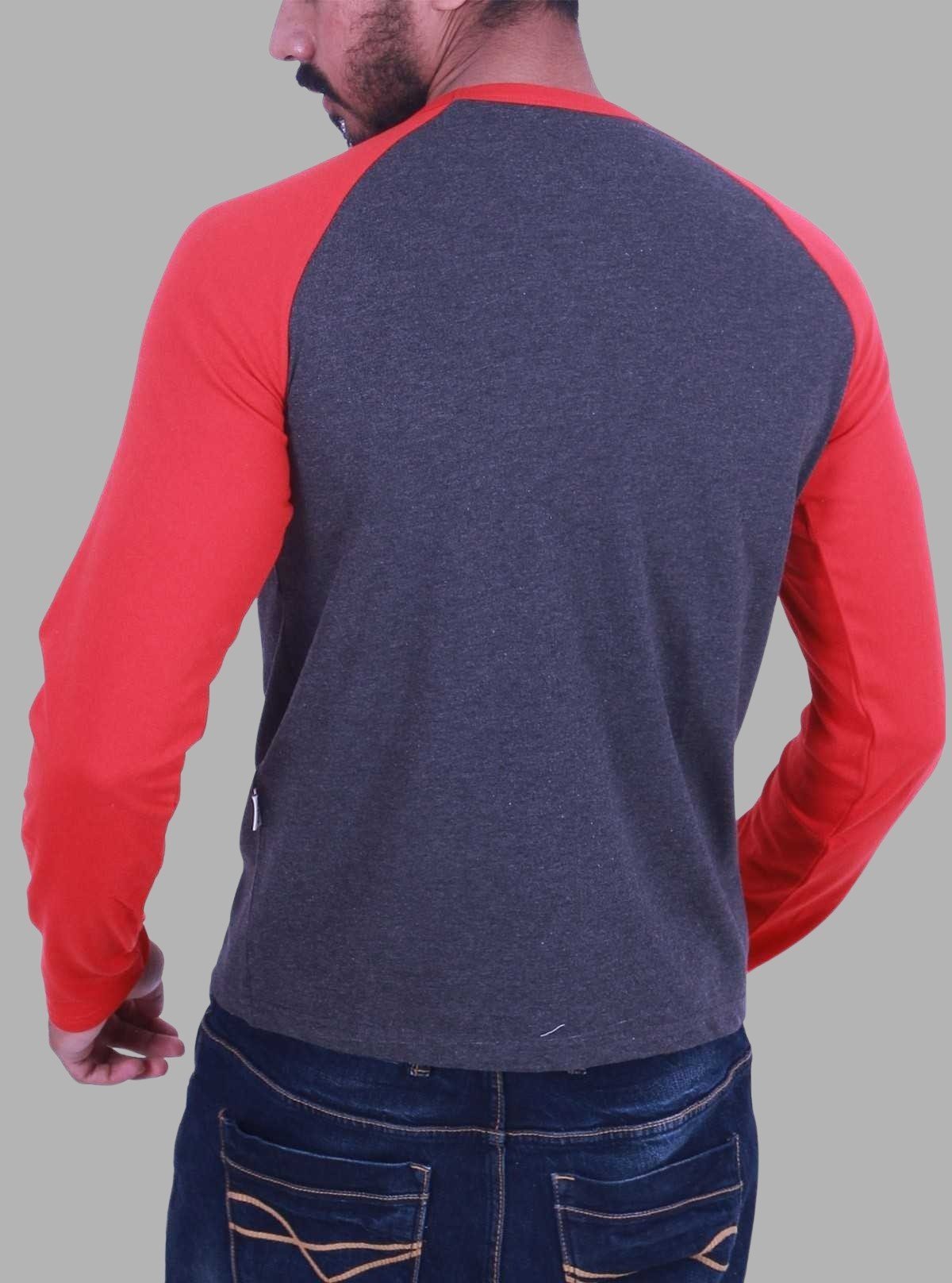 Red Contrast Raglan T-Shirt for Men – Casual Cotton Tee by Boer and Fitch - Boer and Fitch