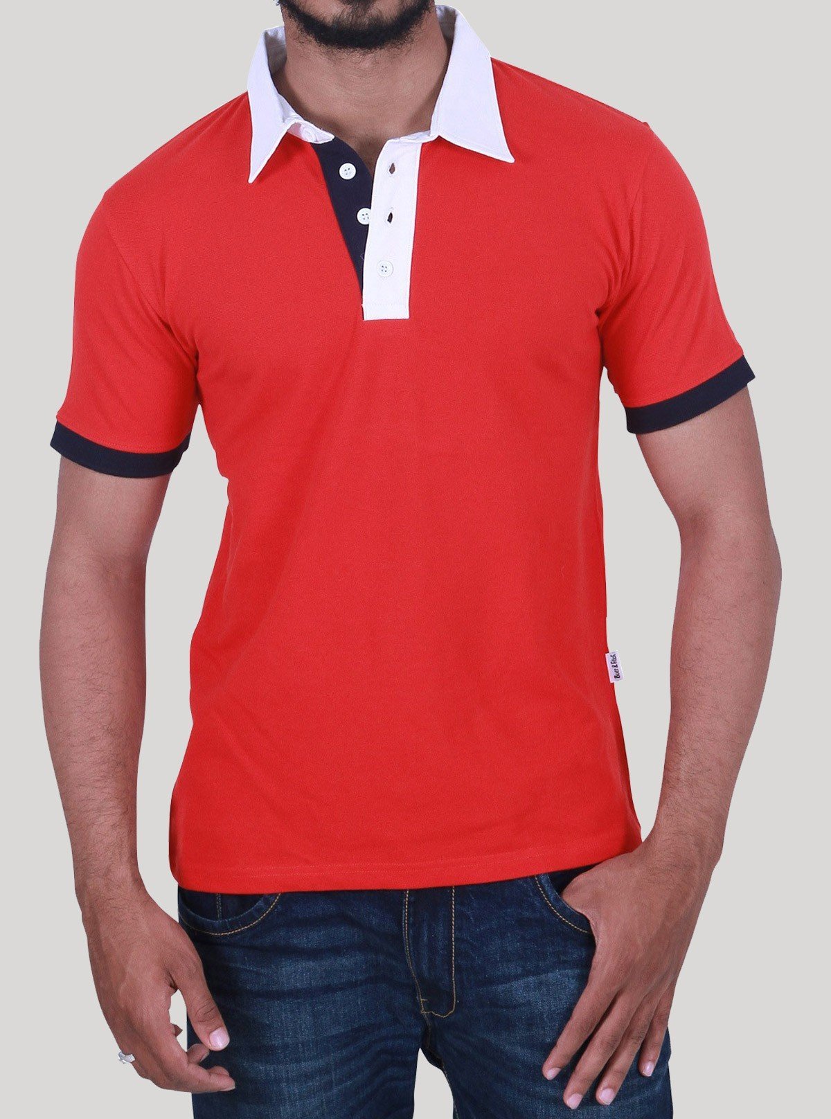 Red Drill Polo Pique T-Shirt for Men – Stylish Casual by Boer and Fitch - Boer and Fitch