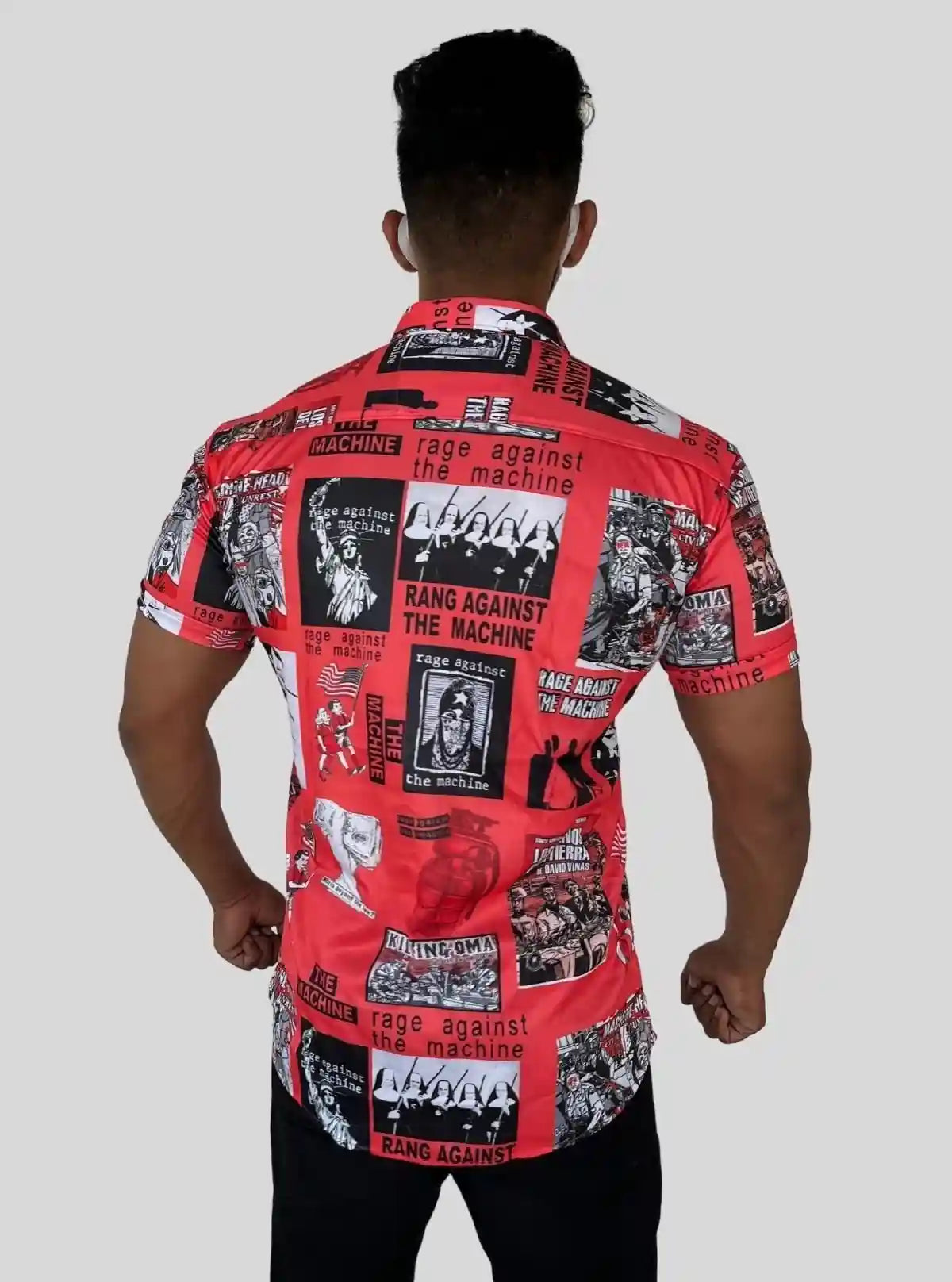 Men’s Red Photo Printed Poly Shirt – Bold & Artistic Casual Wear by Boer & Fitch | Buy Online at  Boer and Fitch