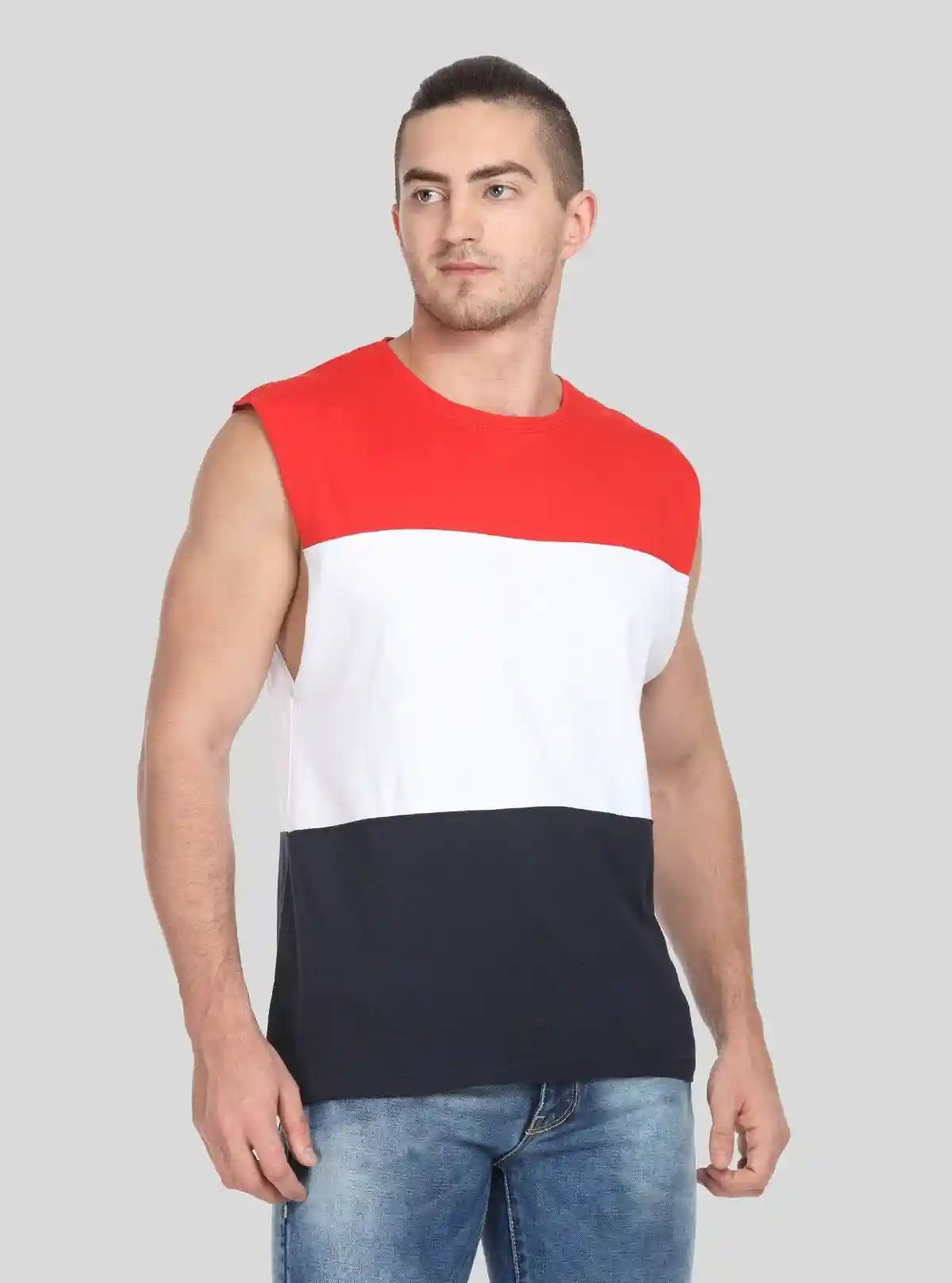 Men's Colourblock Round Neck Vest – Bold, Sporty & Breathable Activewear | Buy Online at  Boer and Fitch
