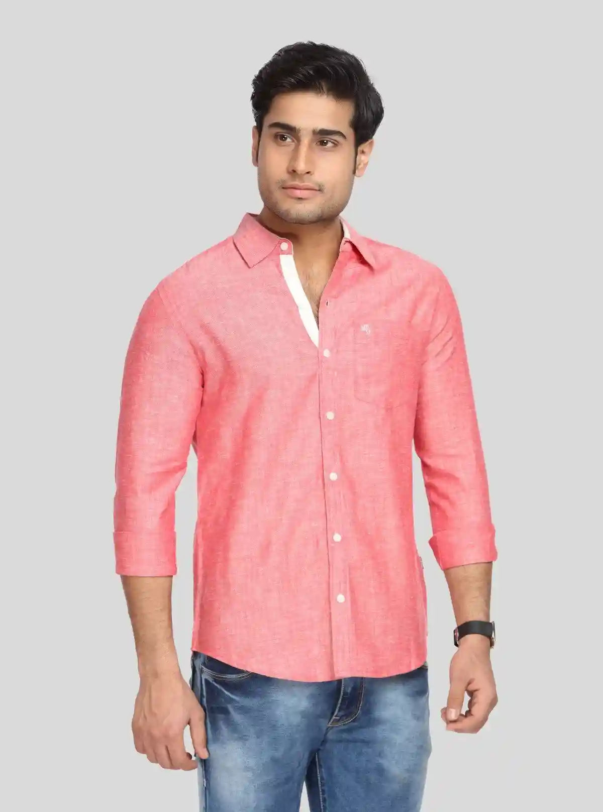 Men’s Coral Pink Solid Full Sleeve Shirt – Smart Casual Style by Boer & Fitch | Buy Online at  Boer and Fitch