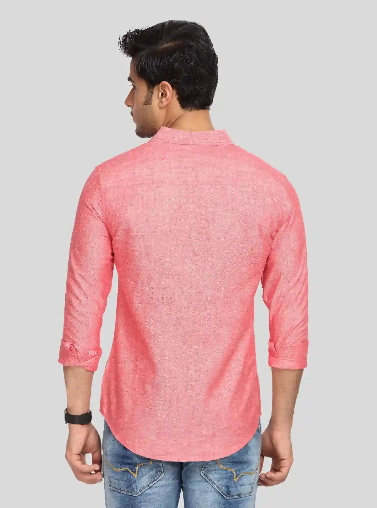 Men’s Coral Pink Solid Full Sleeve Shirt – Smart Casual Style by Boer & Fitch | Buy Online at  Boer and Fitch