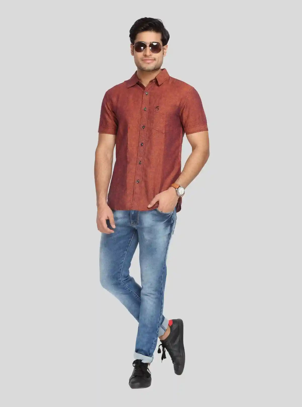 Men's Tinted Brown Linen Blended Shirt – Lightweight, Breathable, Stylish | Buy Online at  Boer and Fitch