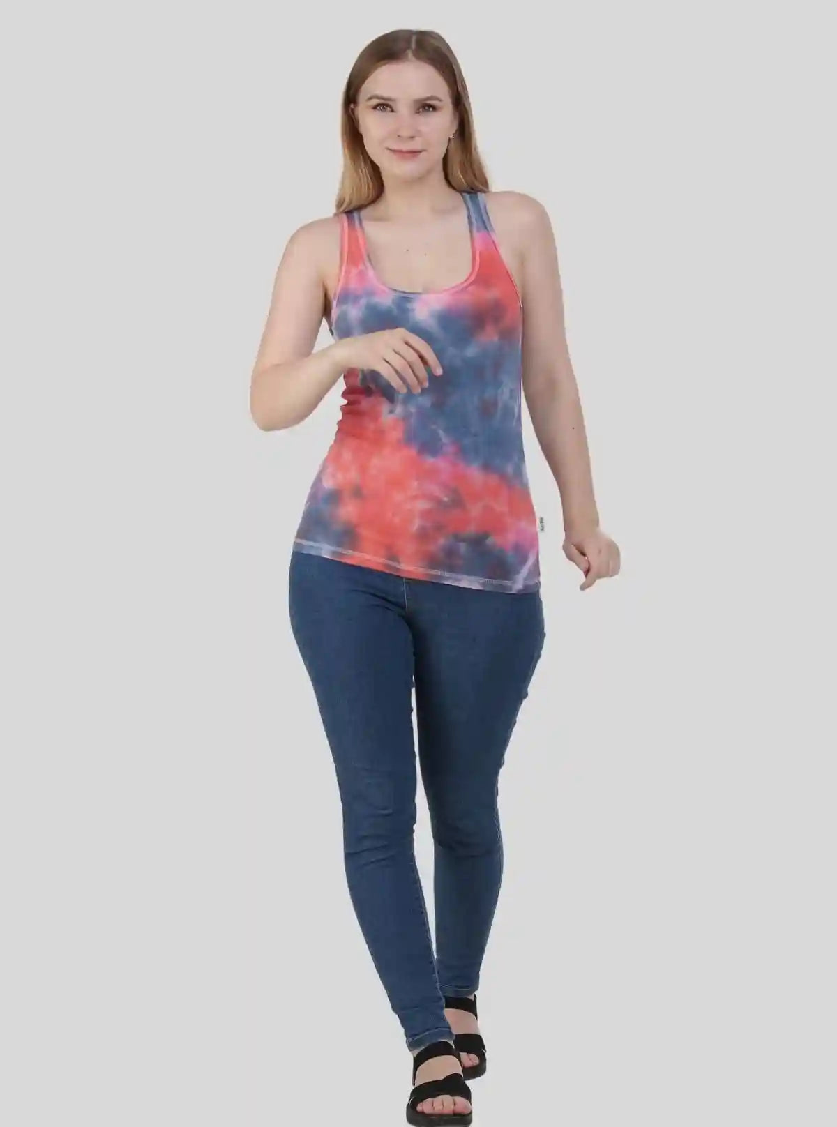 Women's Coral Tie and Dye Sleeveless Cotton Elastane Jersey Top by Boer & Fitch | Buy Online at gep32c-qs.myshopify.com