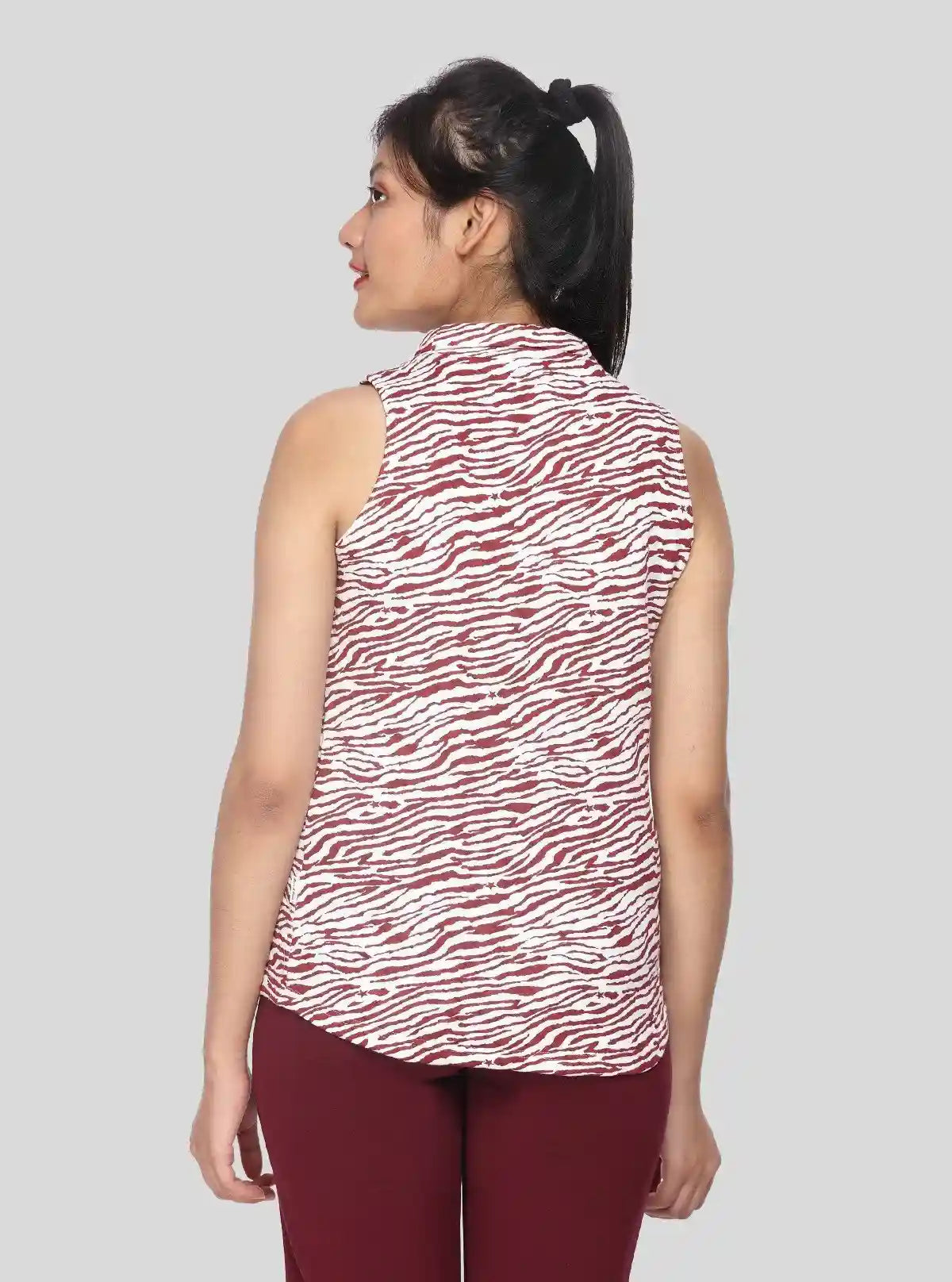 Women’s Red Animal Print Sleeveless Fleece Turtle Neck Pullover | Buy Online at  Boer and Fitch