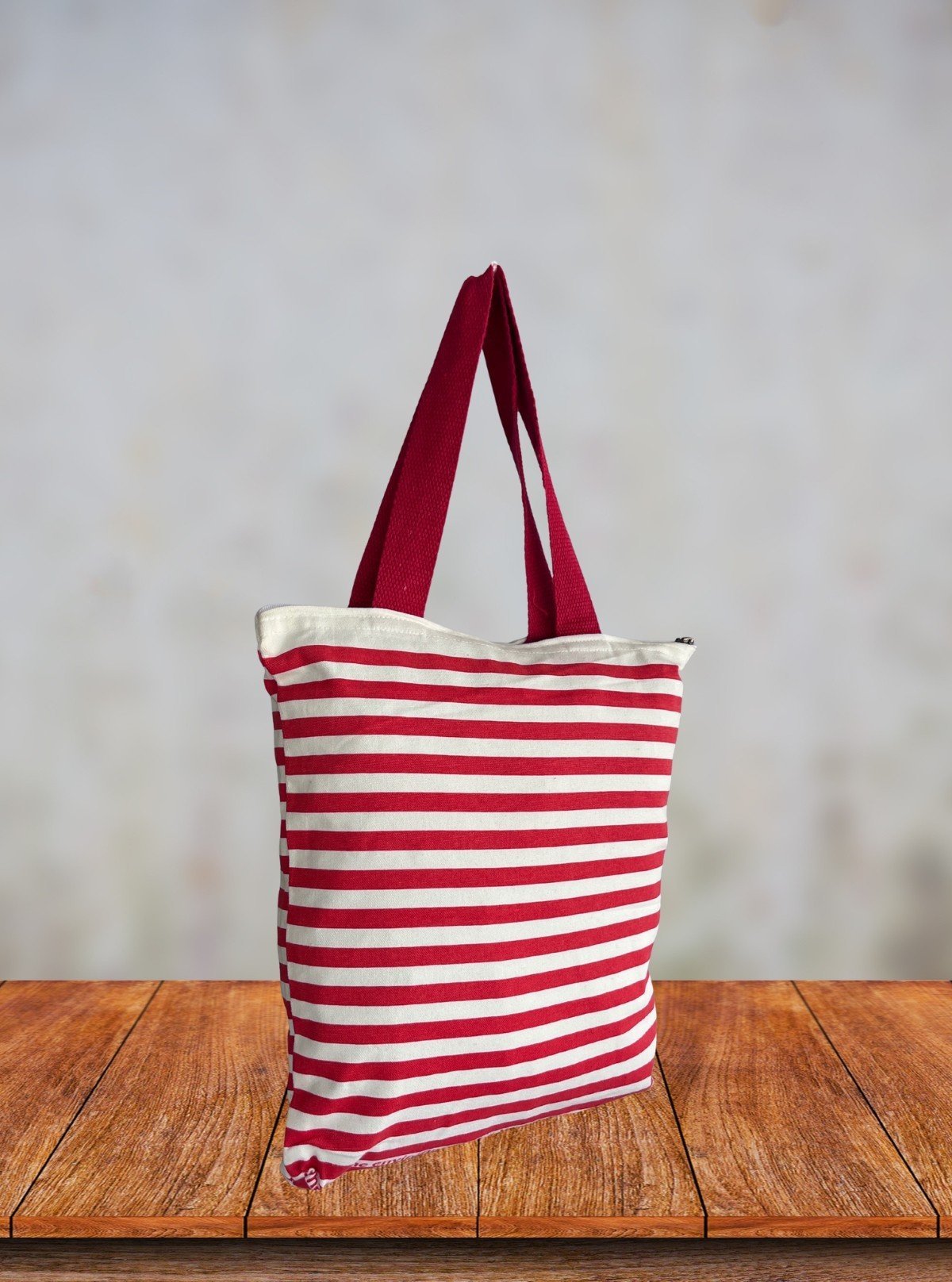 Red & White Striped Cotton Bag – Classic Everyday Tote by Boer and Fitch - Boer and Fitch