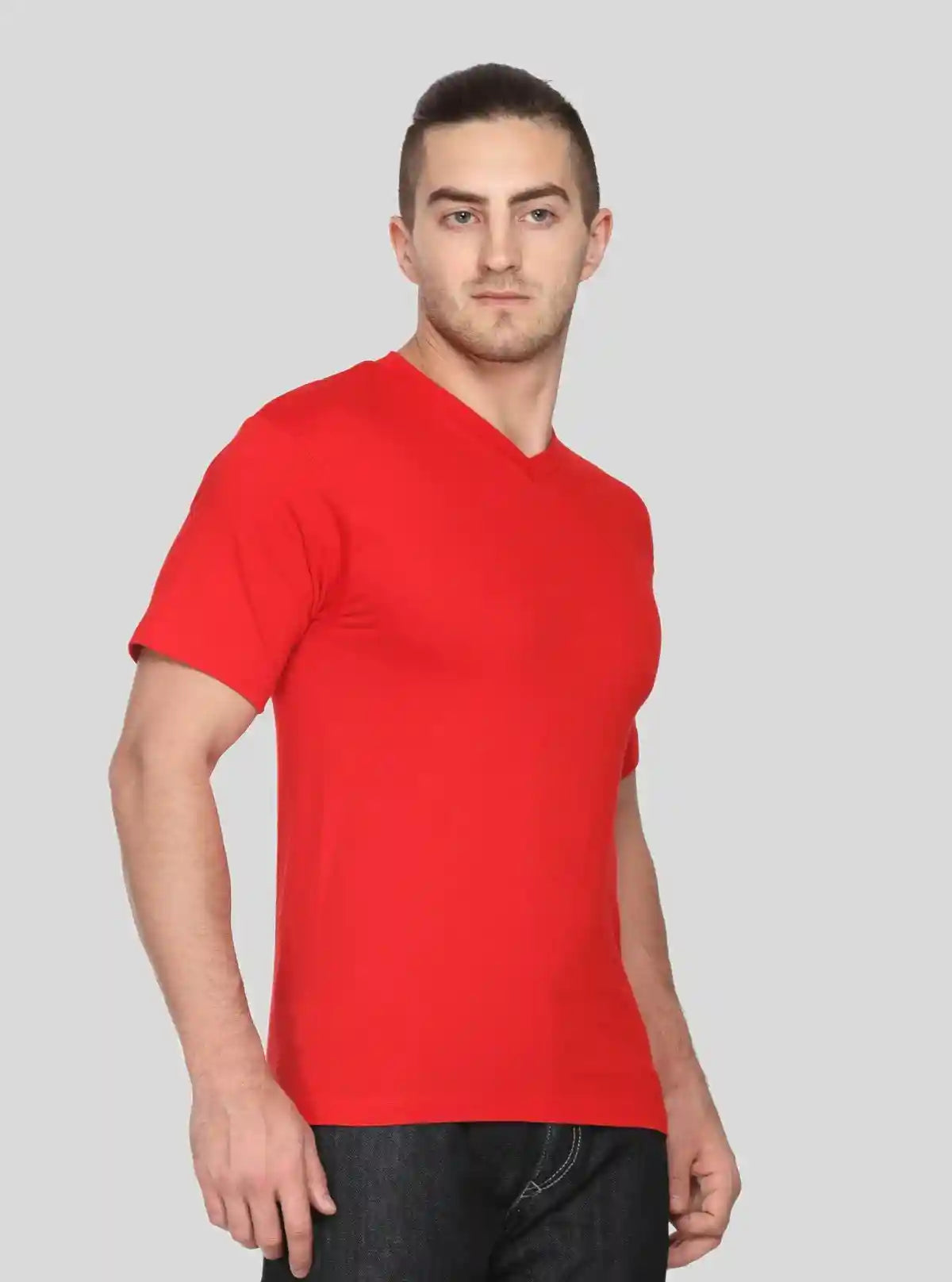 Men’s Red Basic V-Neck T-Shirt – Classic Fit Cotton Tee for Daily Wear | Buy Online at  Boer and Fitch