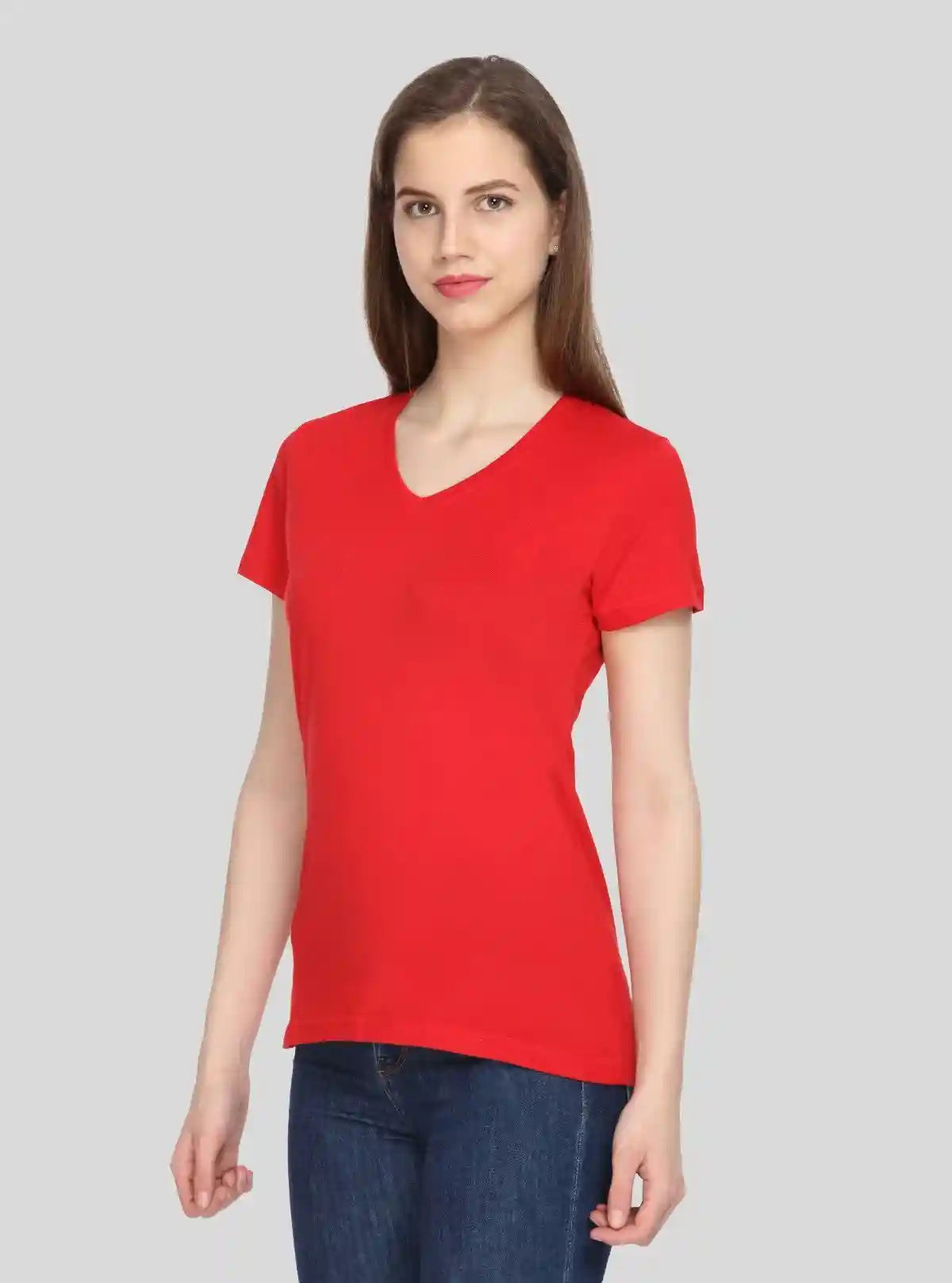 Women’s Red V Neck Short Sleeve Cotton Jersey T-Shirt by Boer and Fitch | Buy Online at  Boer and Fitch