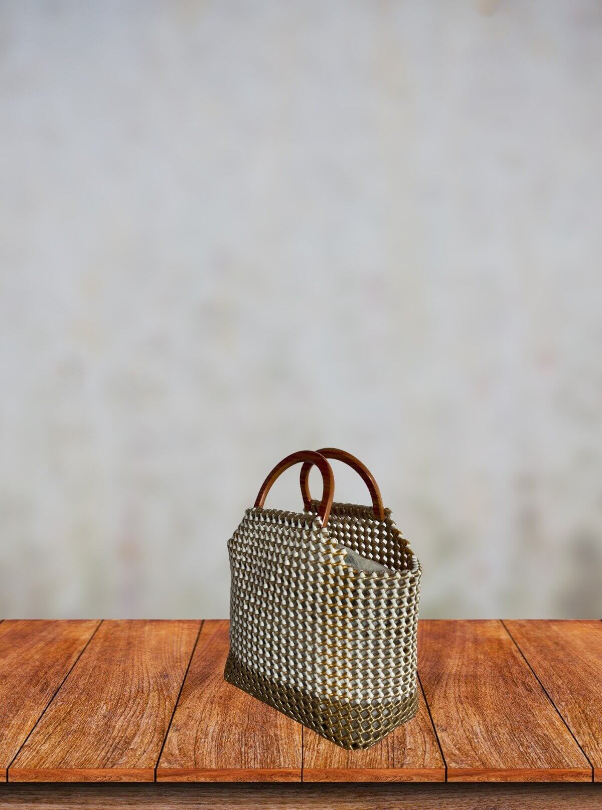Round Handle Tote — Cream & Light Brown Bag - Boer and Fitch