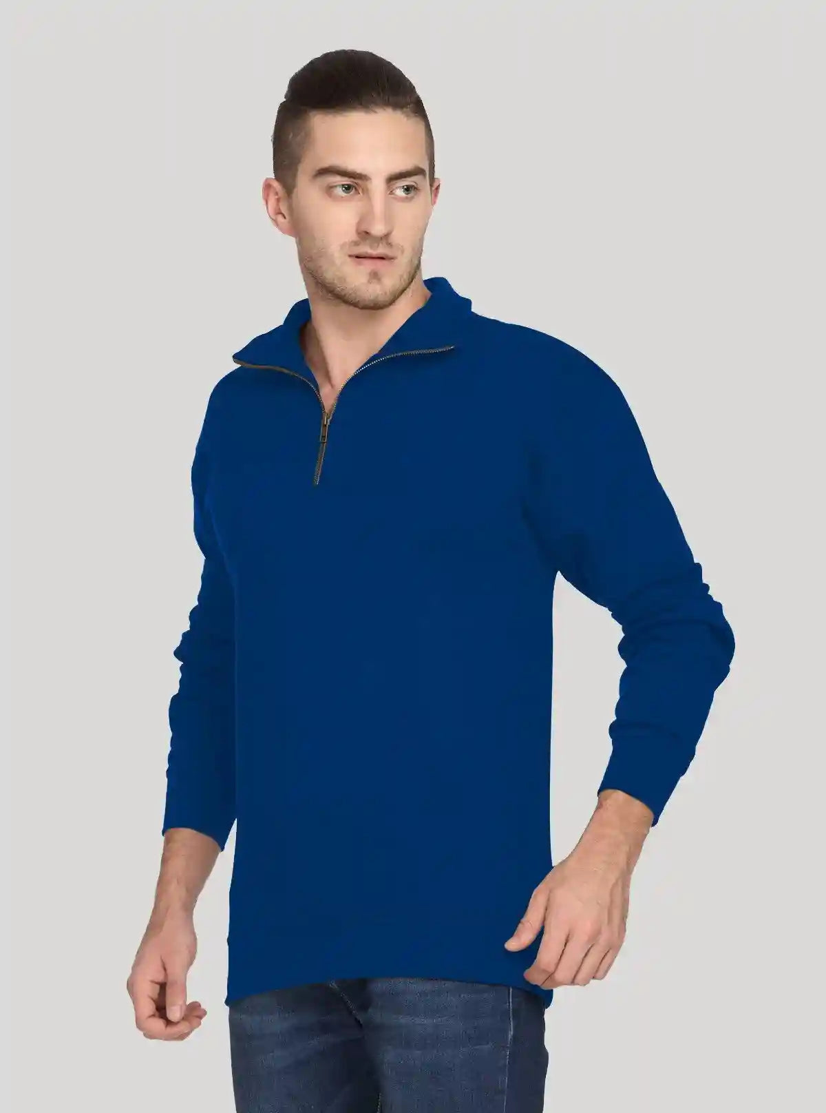 Men’s Royal Blue Zipper Collar Cardigan – Bold Comfort & Classic Fit | Buy Online at  Boer and Fitch