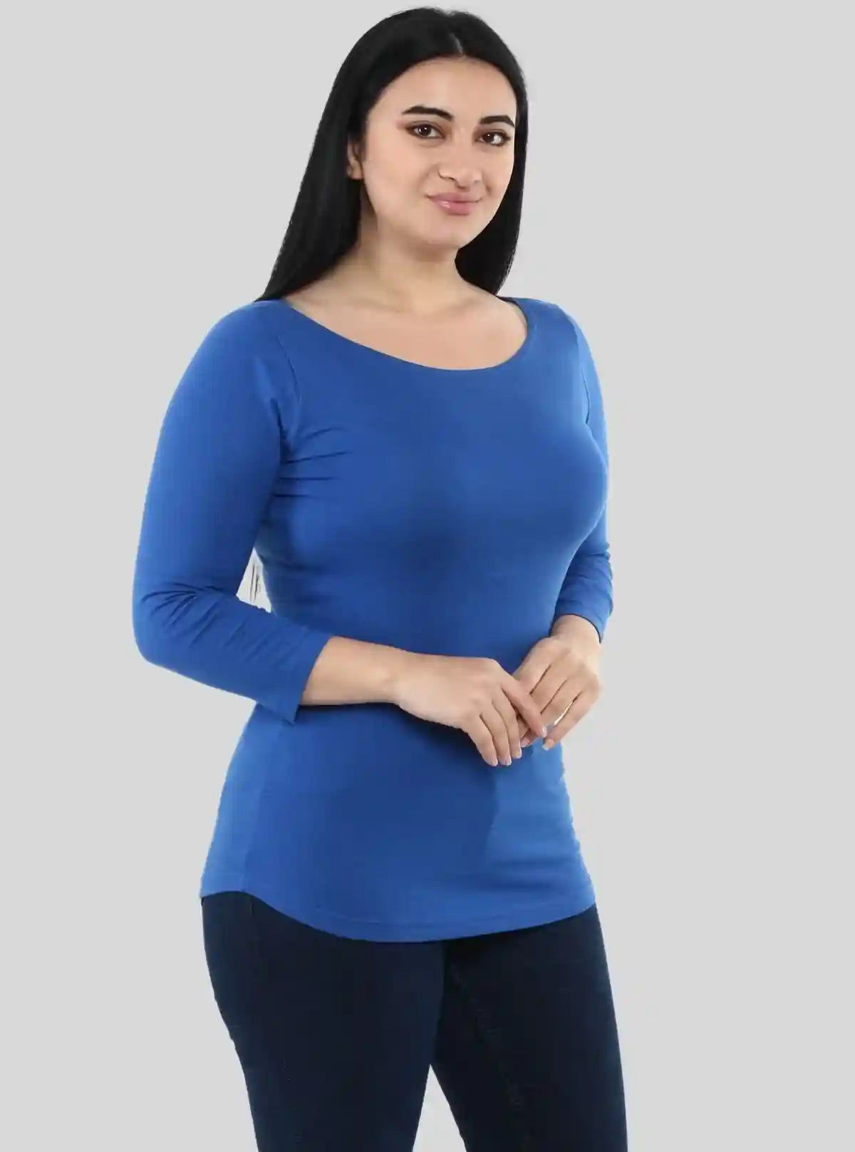 Women's Royal Blue Long Sleeve Top – Soft Cotton Stretch Basics | Buy Online at  Boer and Fitch