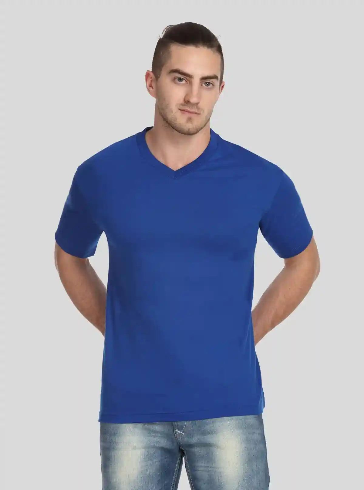 Men’s Royal Blue Basic V-Neck T-Shirt – Premium Cotton Everyday Wear | Buy Online at  Boer and Fitch