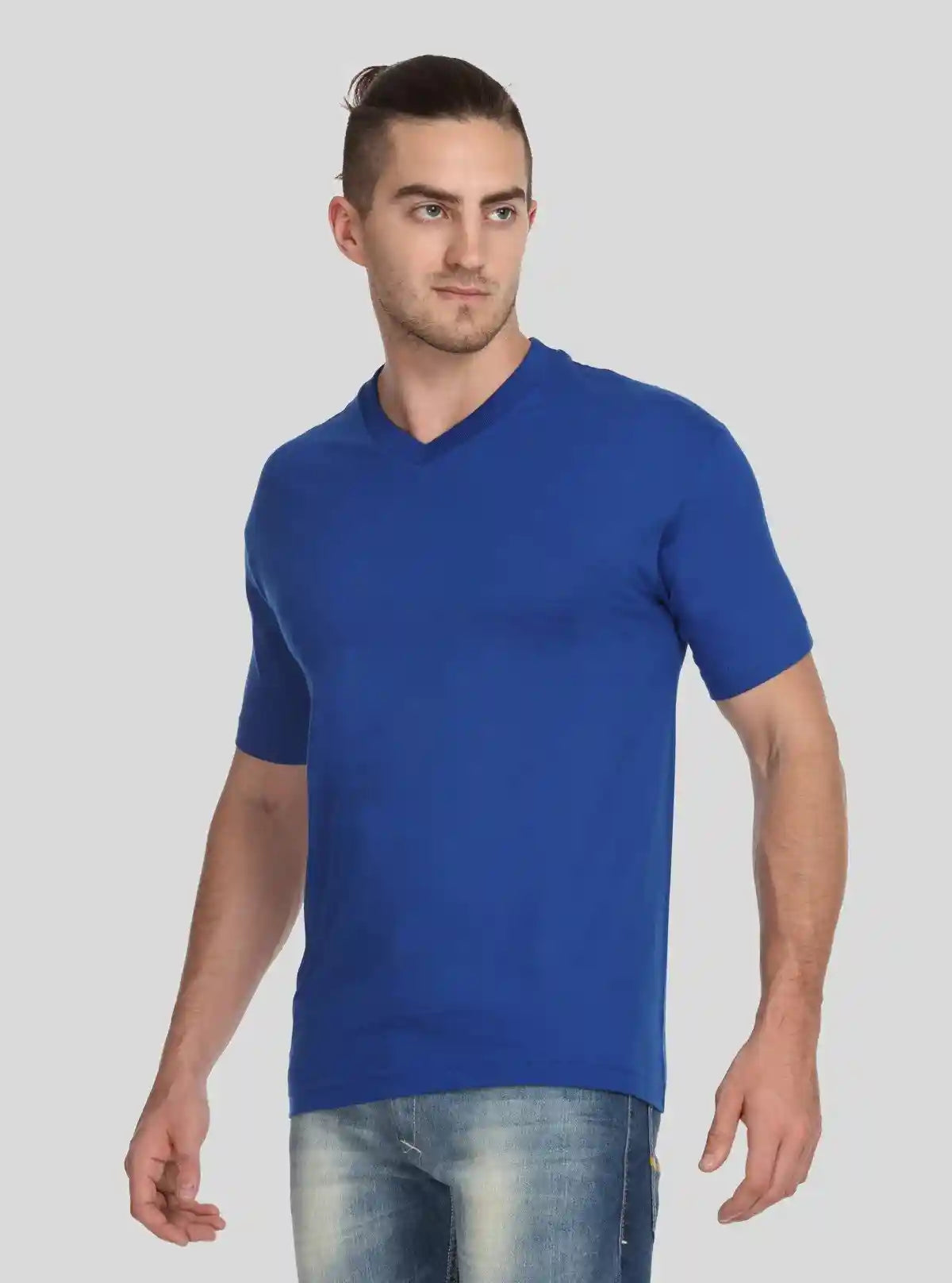 Men’s Royal Blue Basic V-Neck T-Shirt – Premium Cotton Everyday Wear | Buy Online at  Boer and Fitch