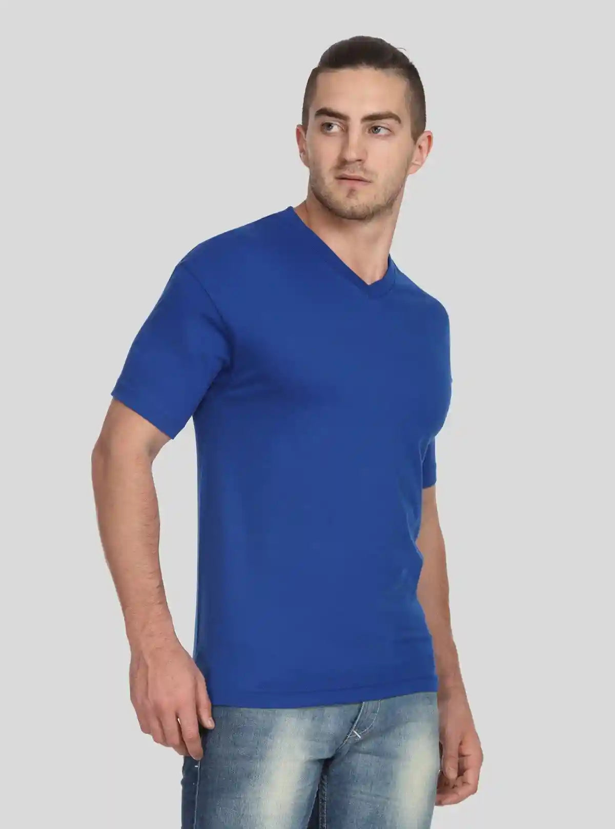 Men’s Royal Blue Basic V-Neck T-Shirt – Premium Cotton Everyday Wear | Buy Online at  Boer and Fitch