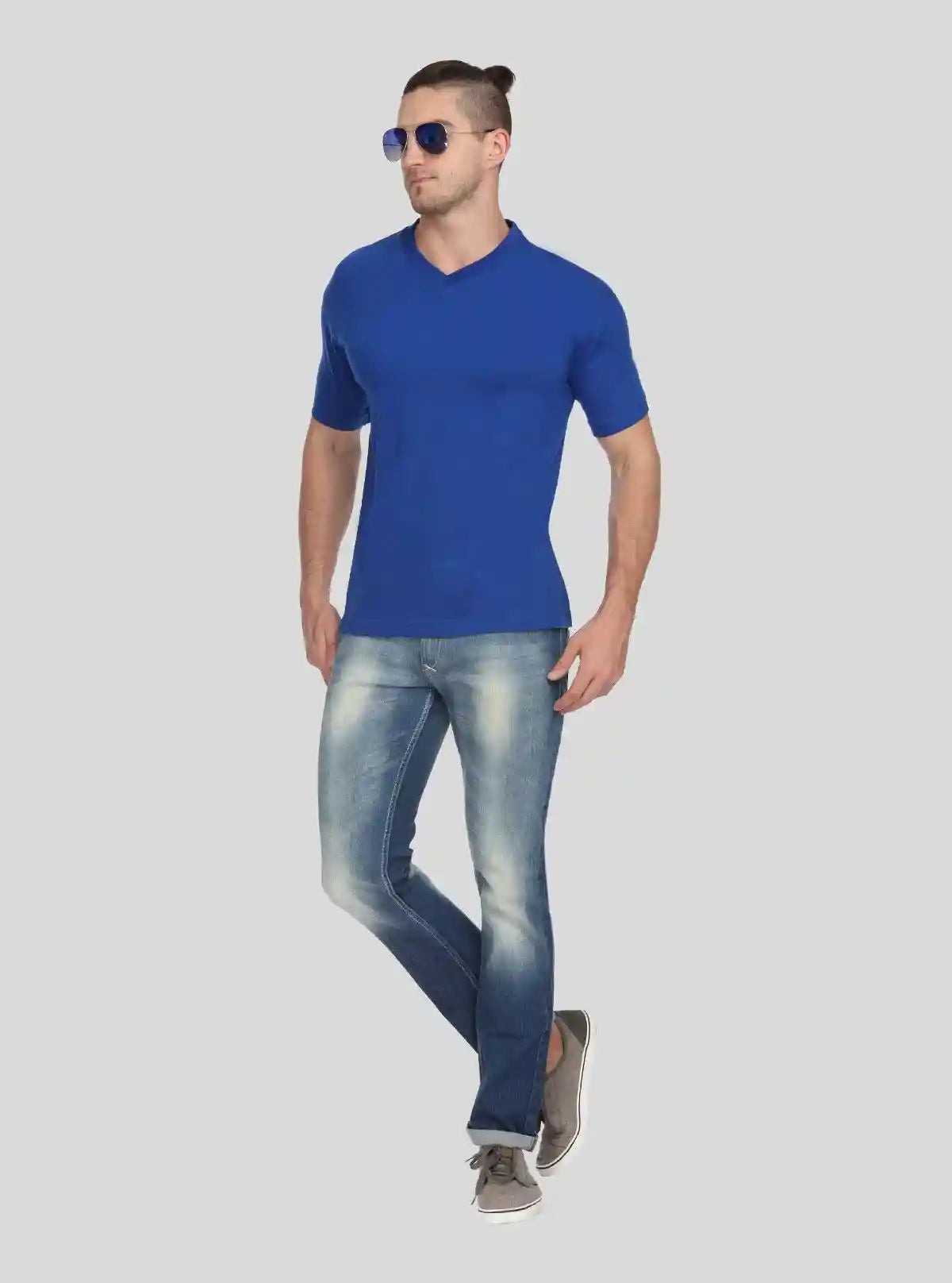 Men’s Royal Blue Basic V-Neck T-Shirt – Premium Cotton Everyday Wear | Buy Online at  Boer and Fitch