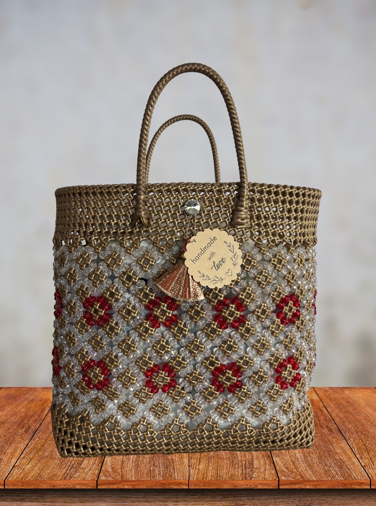 Rustic Charm Handmade Beaded Tote Bag – Elegant Artisan Fashion Accessory - Boer and Fitch