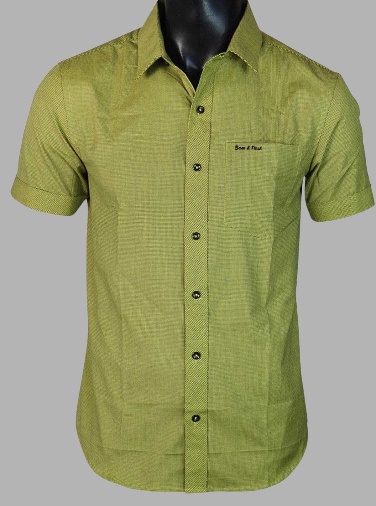 Sage Green Slim Fit Half Sleeve Shirt for Men – Casual Style by Boer and Fitch - Boer and Fitch