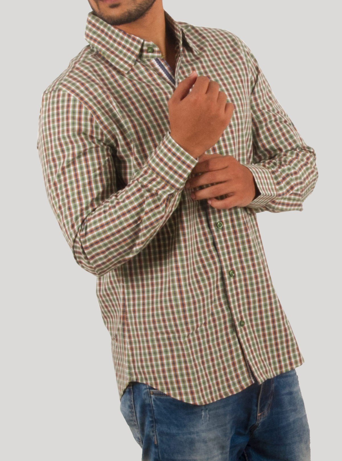 Sage Green Small Checked Long Sleeve Shirt for Men – Boer and Fitch - Boer and Fitch