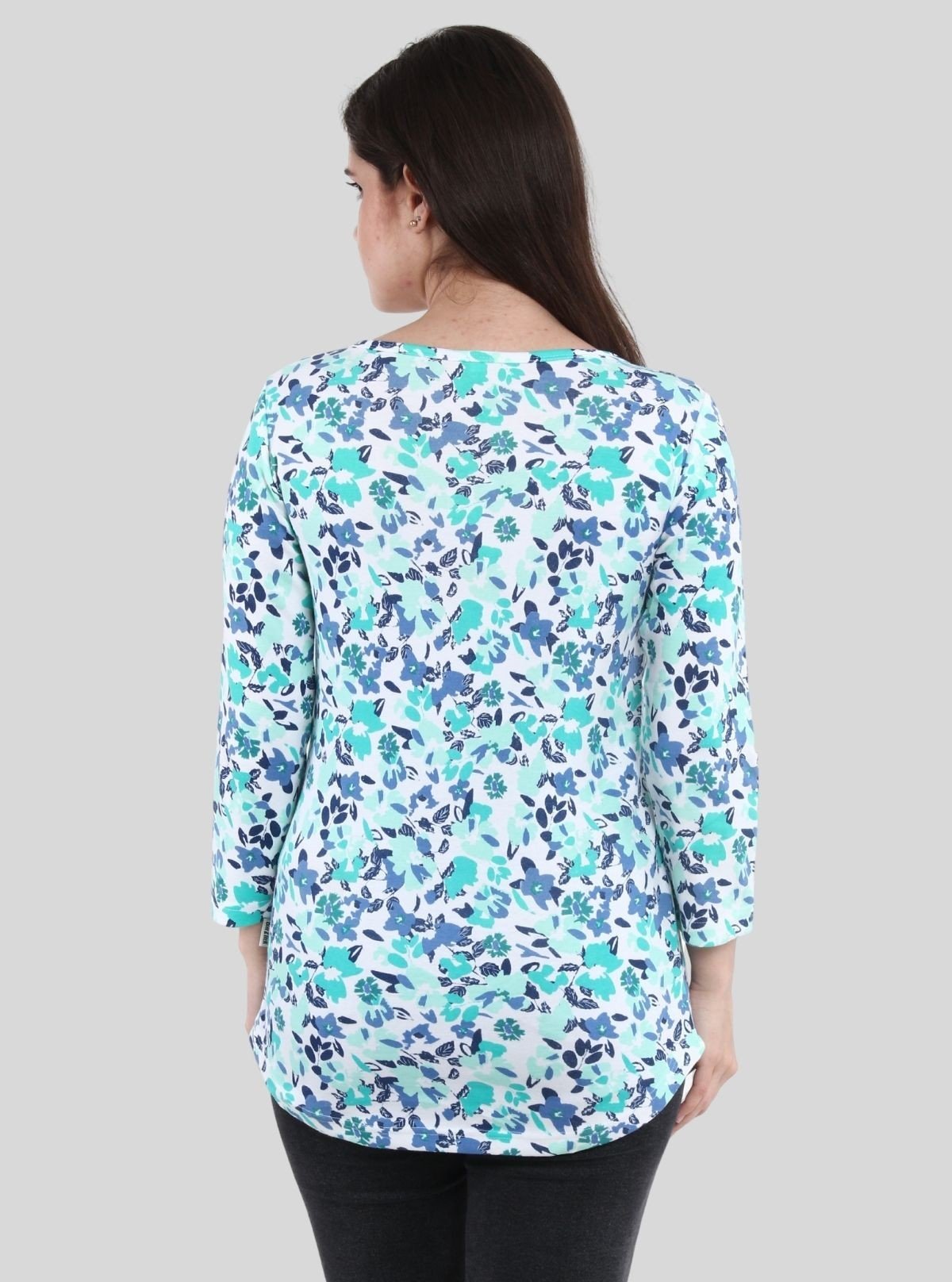 Sky Blue Leaf Print Button Top – Boer & Fitch - Boer and Fitch