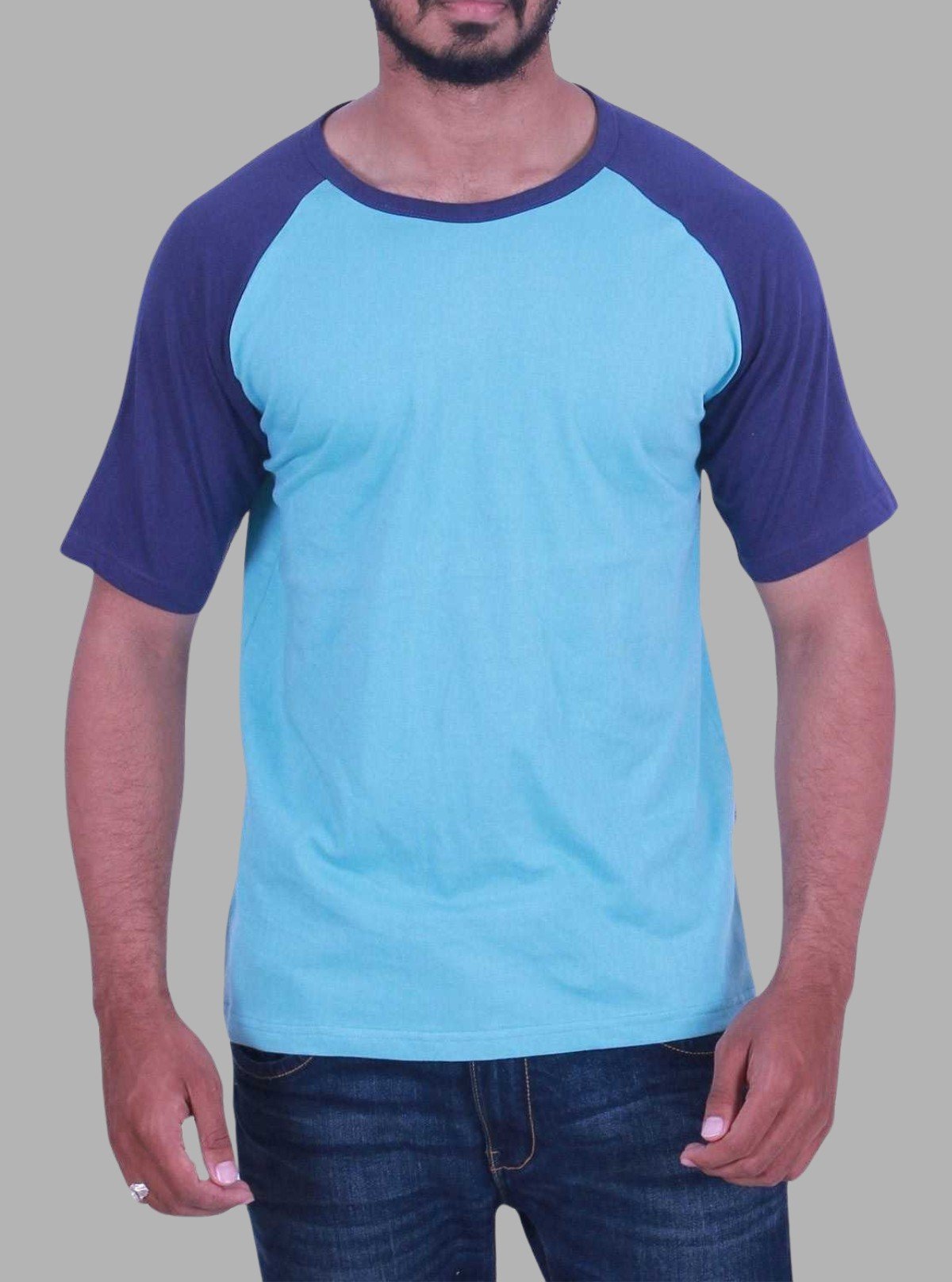 Sky Blue Raglan T-Shirt for Men – Casual Cotton Tee by Boer and Fitch - Boer and Fitch