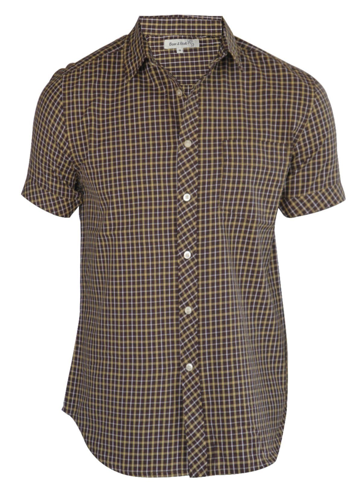 Slim Fit Brown Checked Shirt for Men – Casual Style by Boer and Fitch - Boer and Fitch