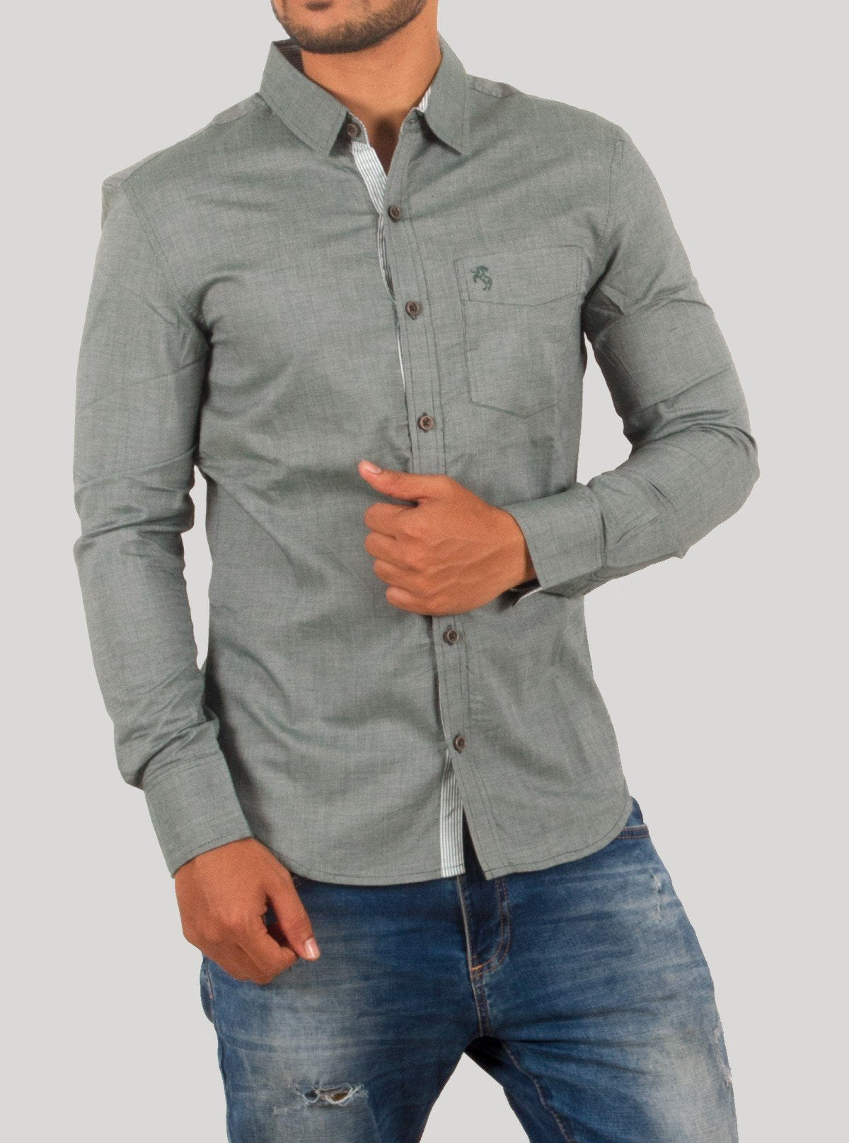 Slim Fit Eyebird Green Long Sleeve Shirt for Men – Casual Cotton Shirt by Boer and Fitch - Boer and Fitch