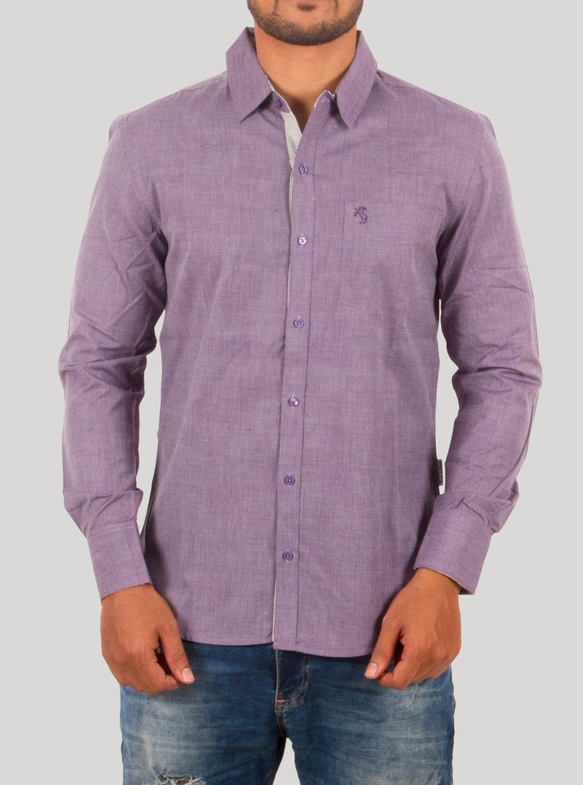 Slim Fit Eyebird Purple Long Sleeve Shirt for Men – Casual Cotton Shirt by Boer and Fitch - Boer and Fitch