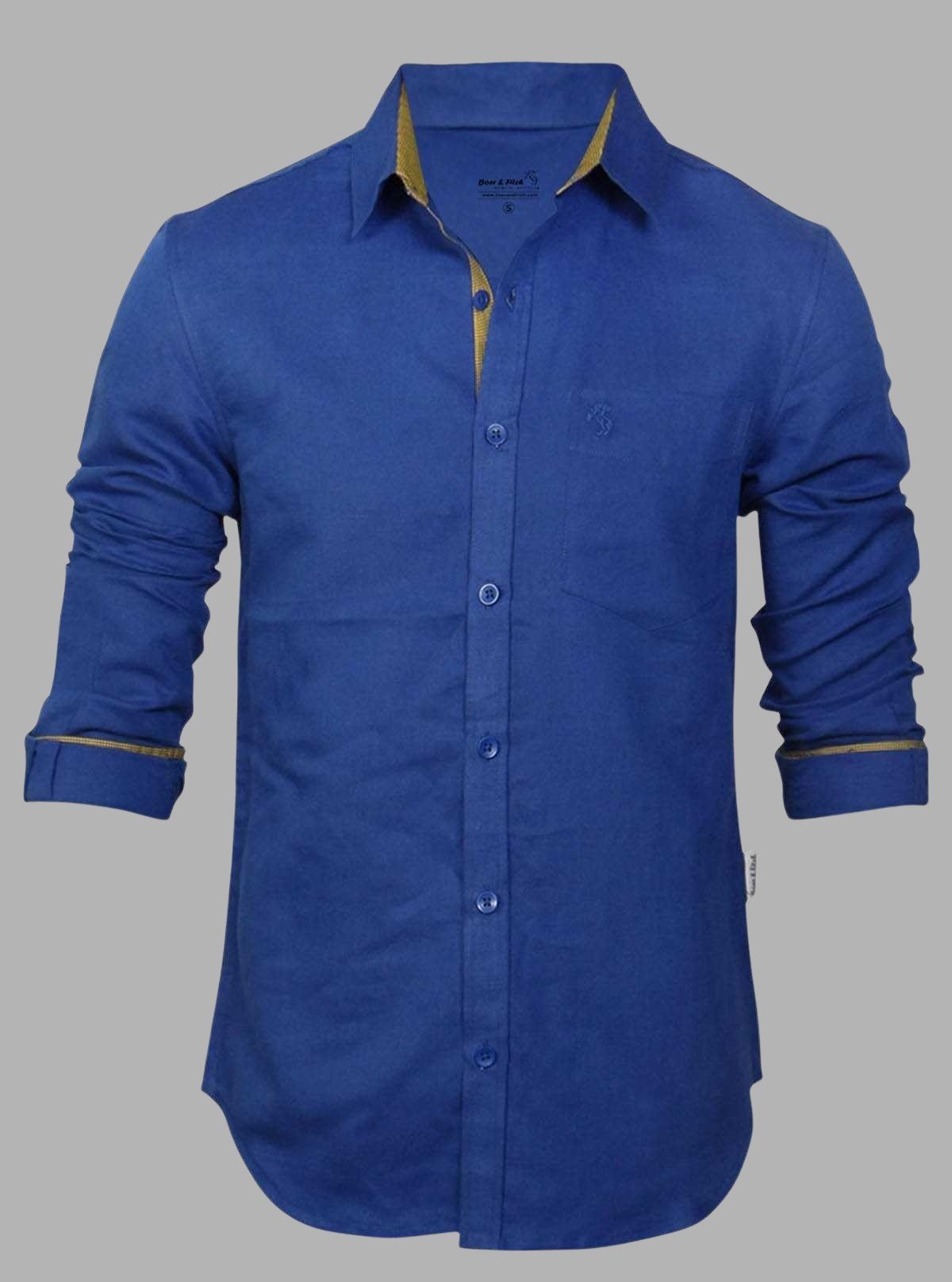 Slim Fit Ink Blue Linen Shirt for Men – Smart Casual by Boer and Fitch - Boer and Fitch