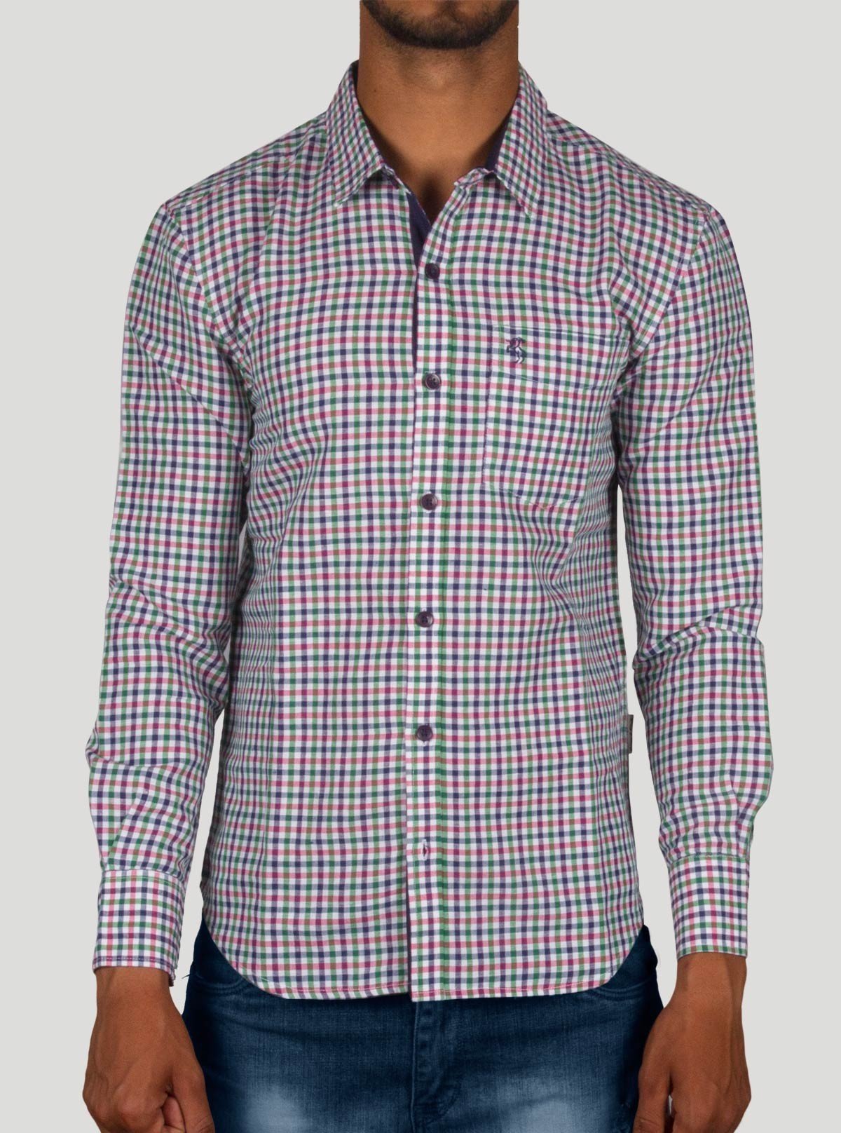 Slim Fit Multi - Checked Linen Long Sleeve Shirt for Men – Boer and Fitch - Boer and Fitch