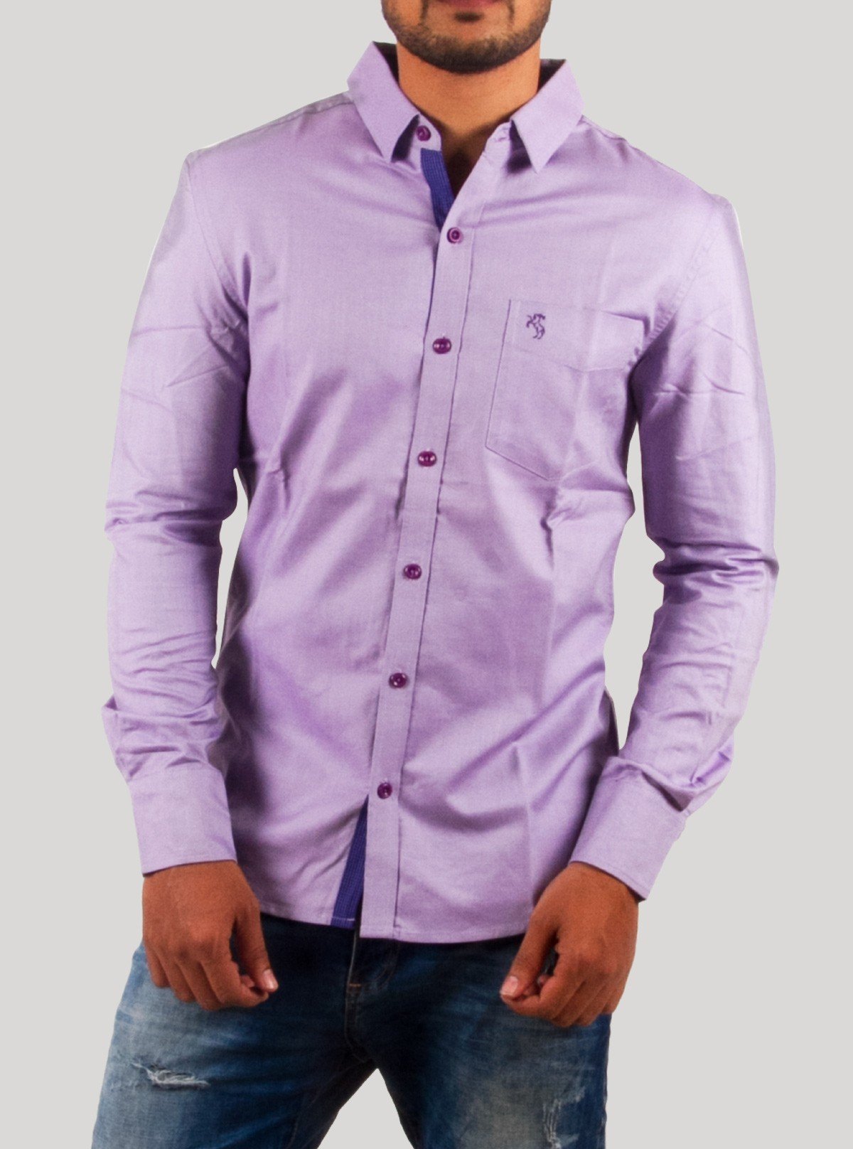 Slim Fit Purple Long Sleeve Shirt for Men – Casual Cotton Shirt by Boer and Fitch - Boer and Fitch