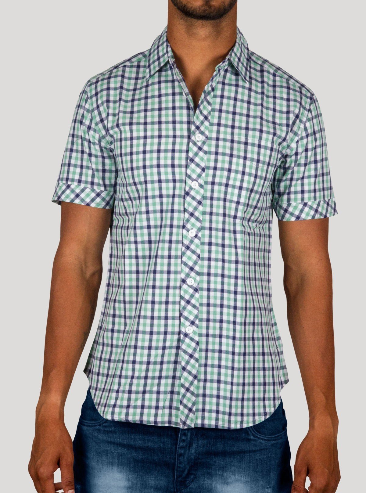Soft Green Checkered Half Sleeve Shirt for Men – Casual Cotton Shirt by Boer and Fitch - Boer and Fitch