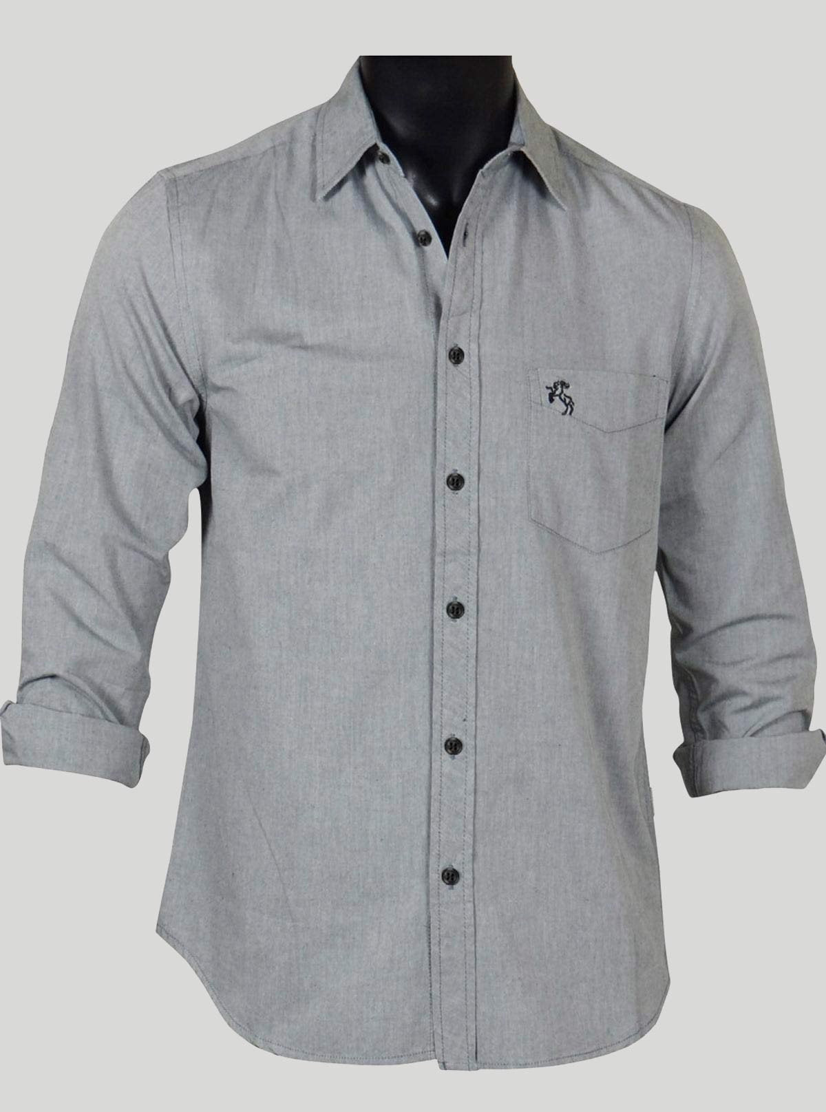 Solid Grey Slim Fit Shirt for Men – Smart Casual by Boer and Fitch - Boer and Fitch