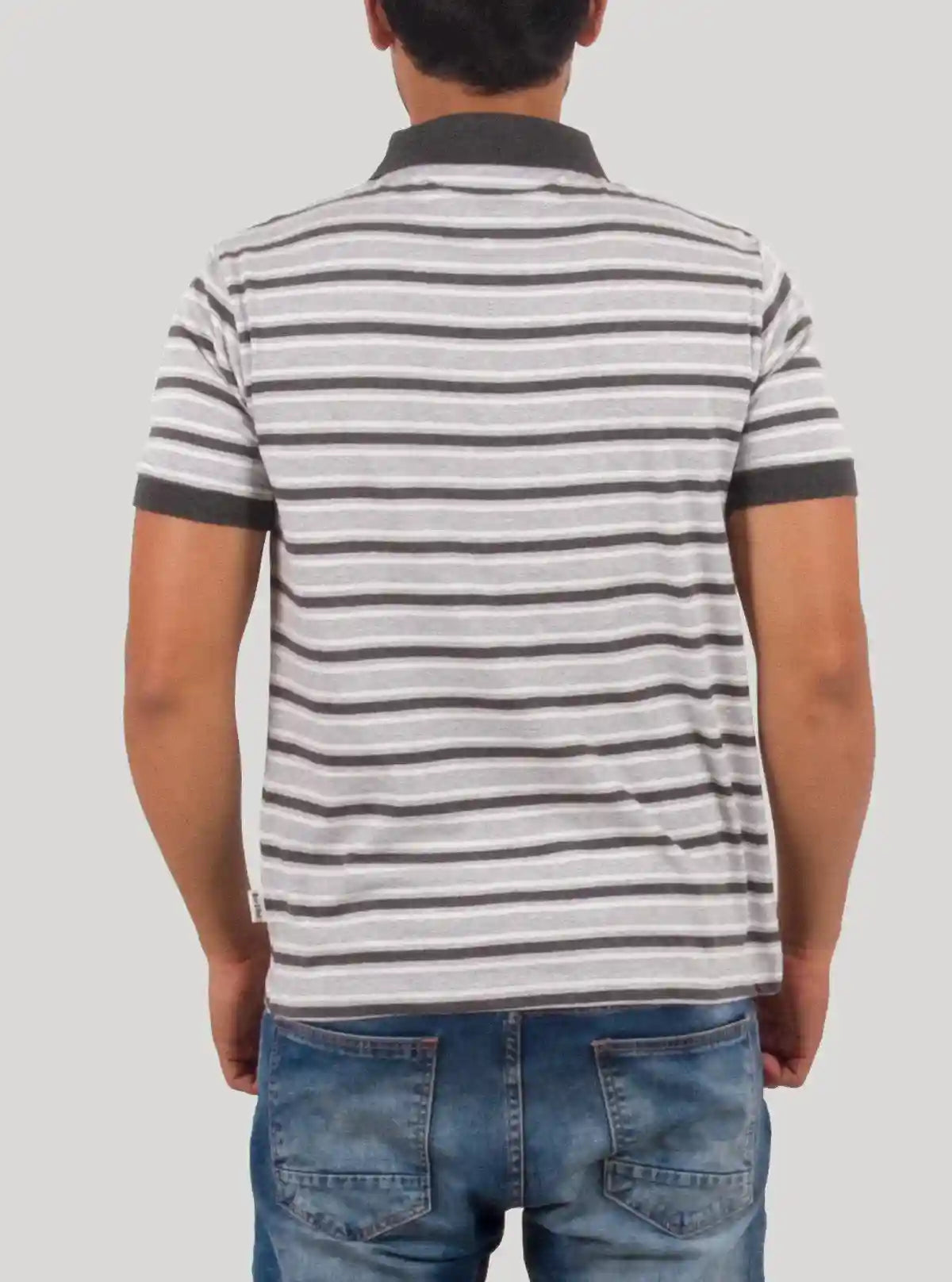 Grey Melange Striped Polo T-Shirt for Men – Boer and Fitch | Buy Online at  Boer and Fitch