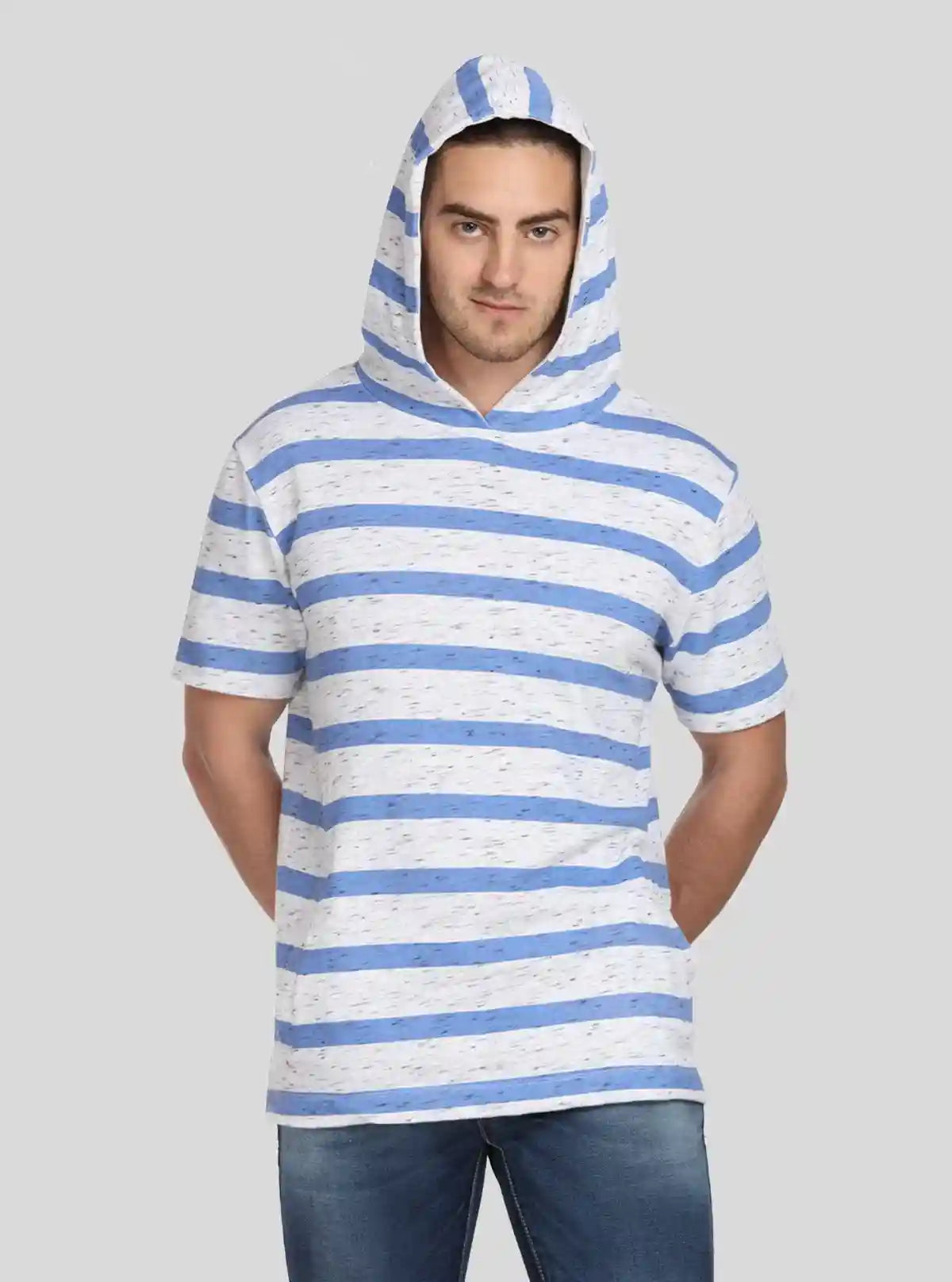 Men’s Blue and White Striped Hoodie – Fresh, Sporty & Everyday Ready | Buy Online at  Boer and Fitch