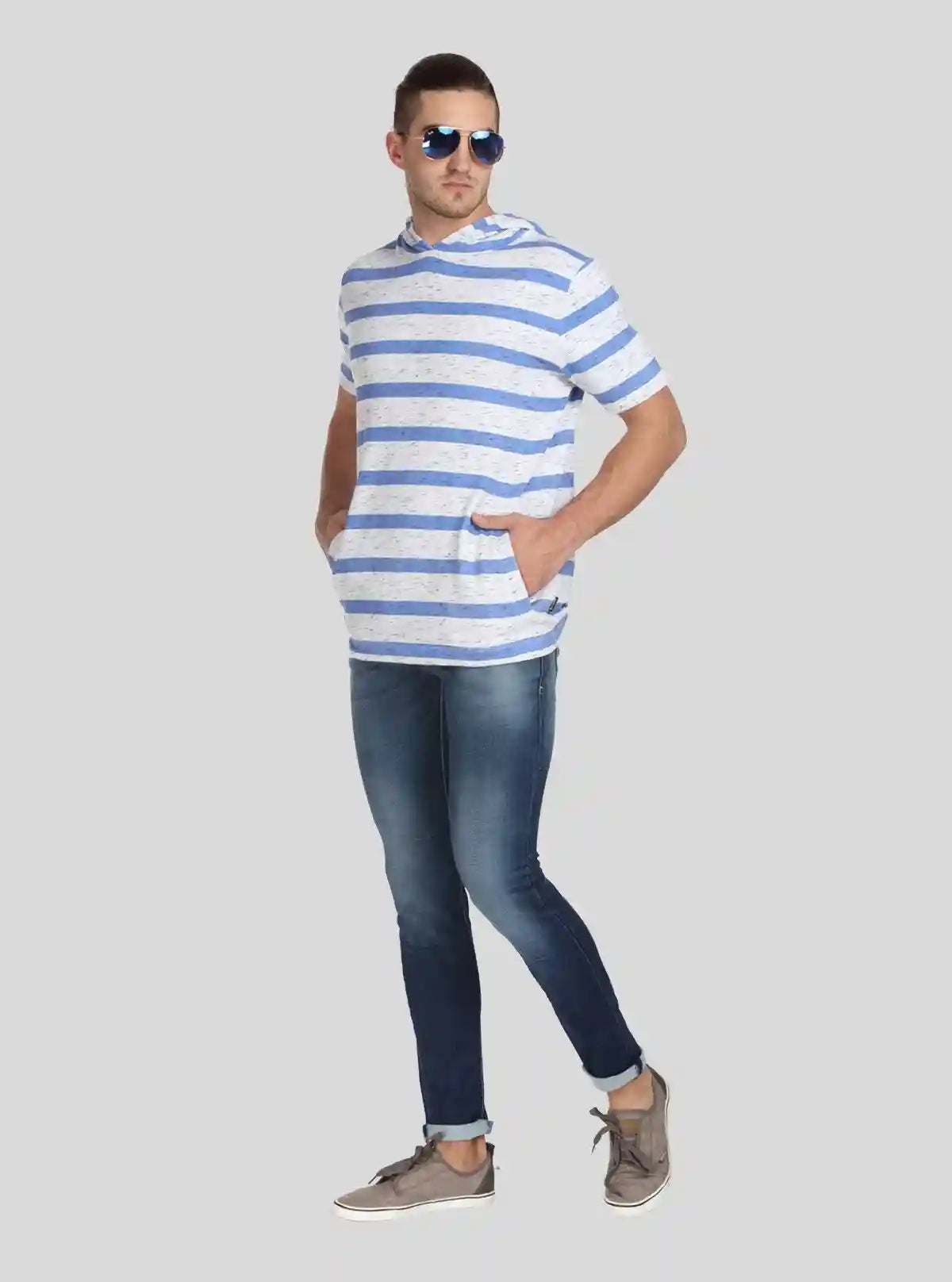 Men’s Blue and White Striped Hoodie – Fresh, Sporty & Everyday Ready | Buy Online at  Boer and Fitch