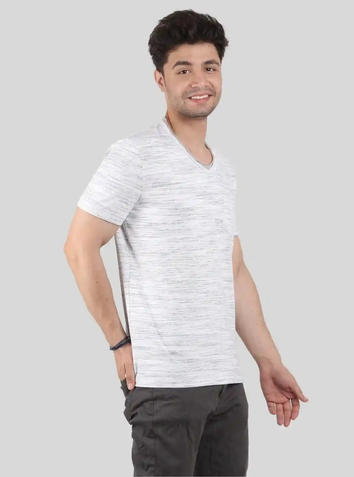 Men's Tinted White Slub V-Neck T-Shirt – Designer Texture & Modern Fit | Buy Online at  Boer and Fitch