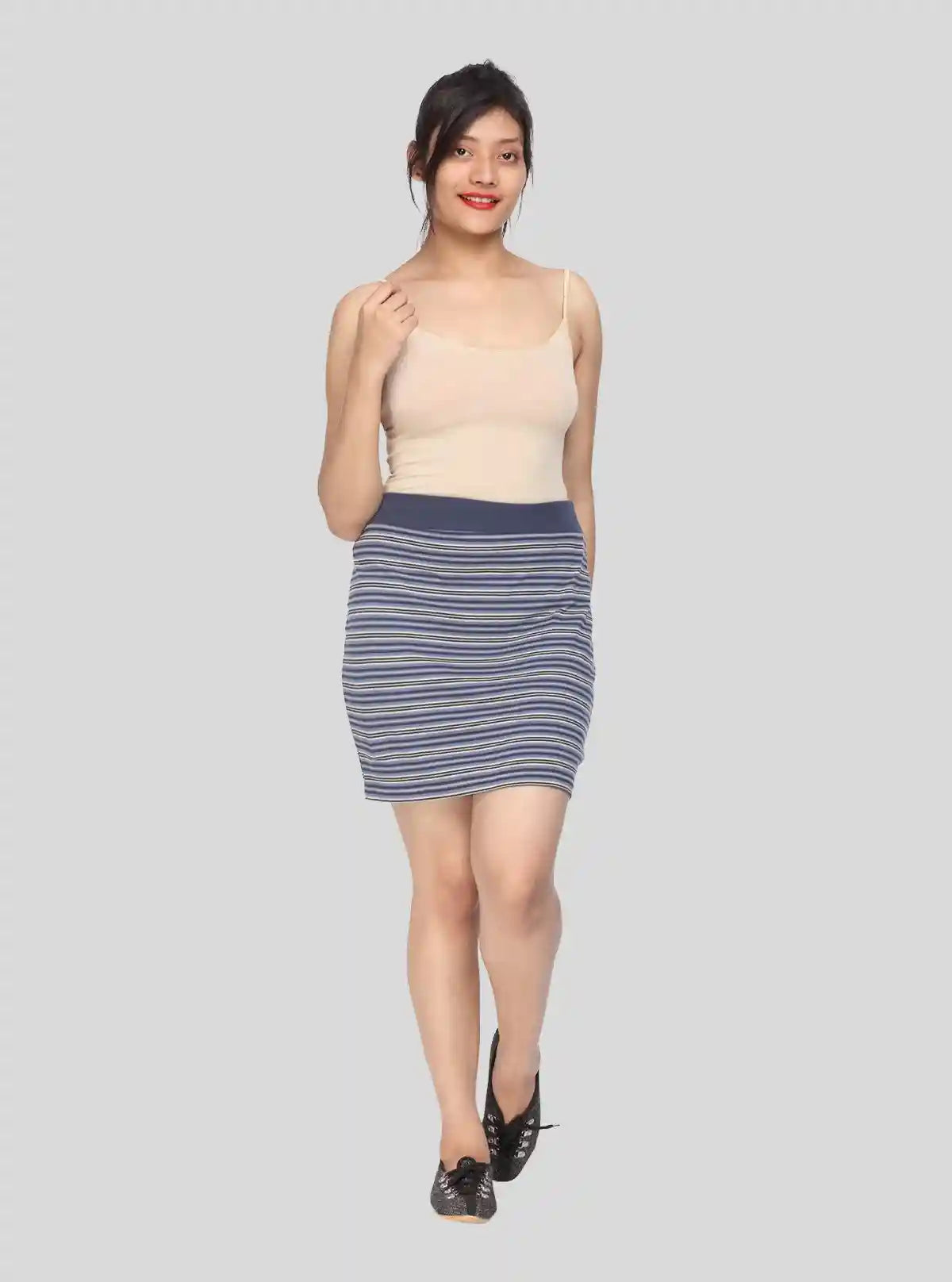 Women's Grey Striped Cotton Jersey Skirt – Casual Comfort with Chic Appeal | Buy Online at  Boer and Fitch