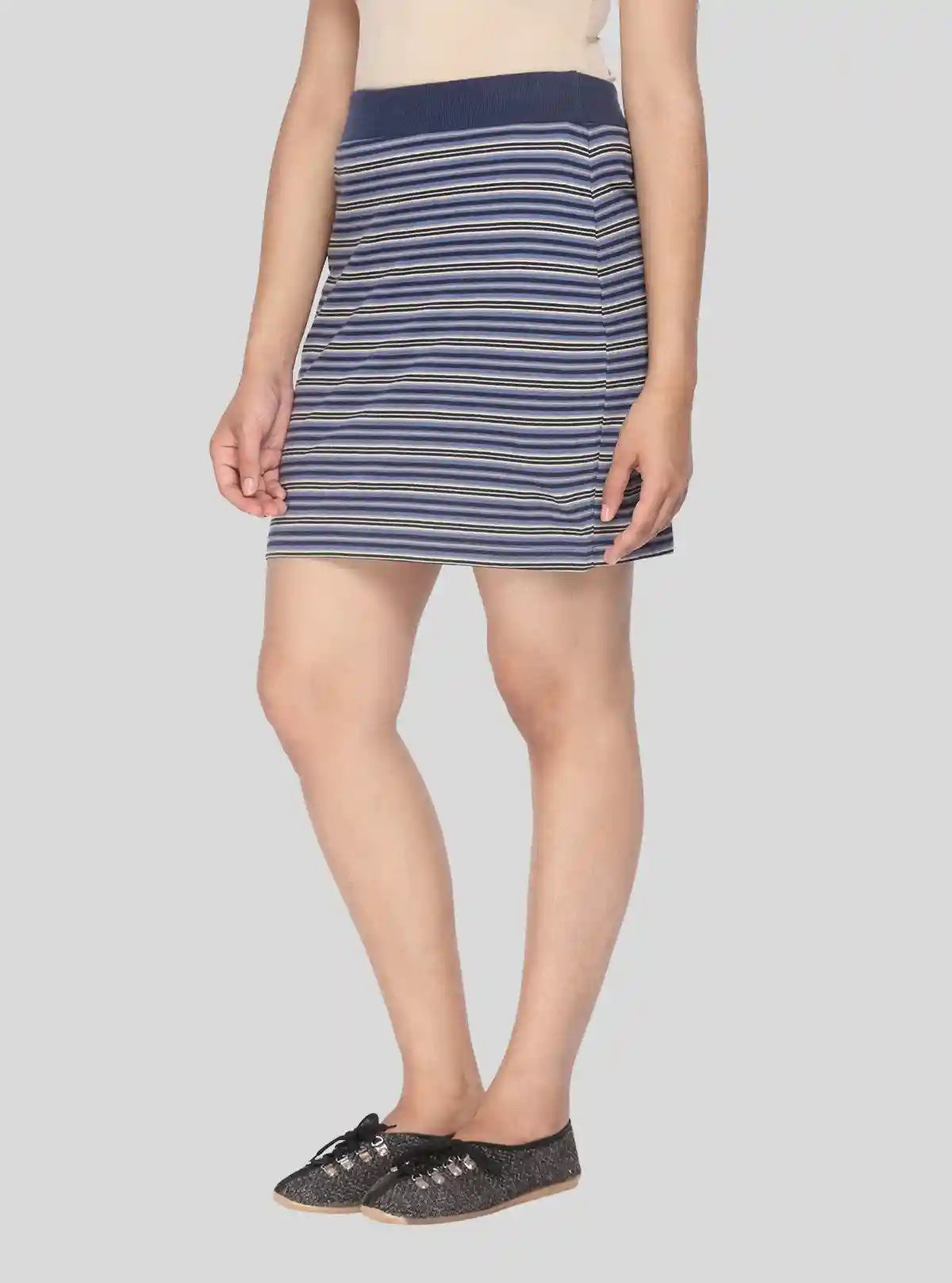 Women's Grey Striped Cotton Jersey Skirt – Casual Comfort with Chic Appeal | Buy Online at  Boer and Fitch