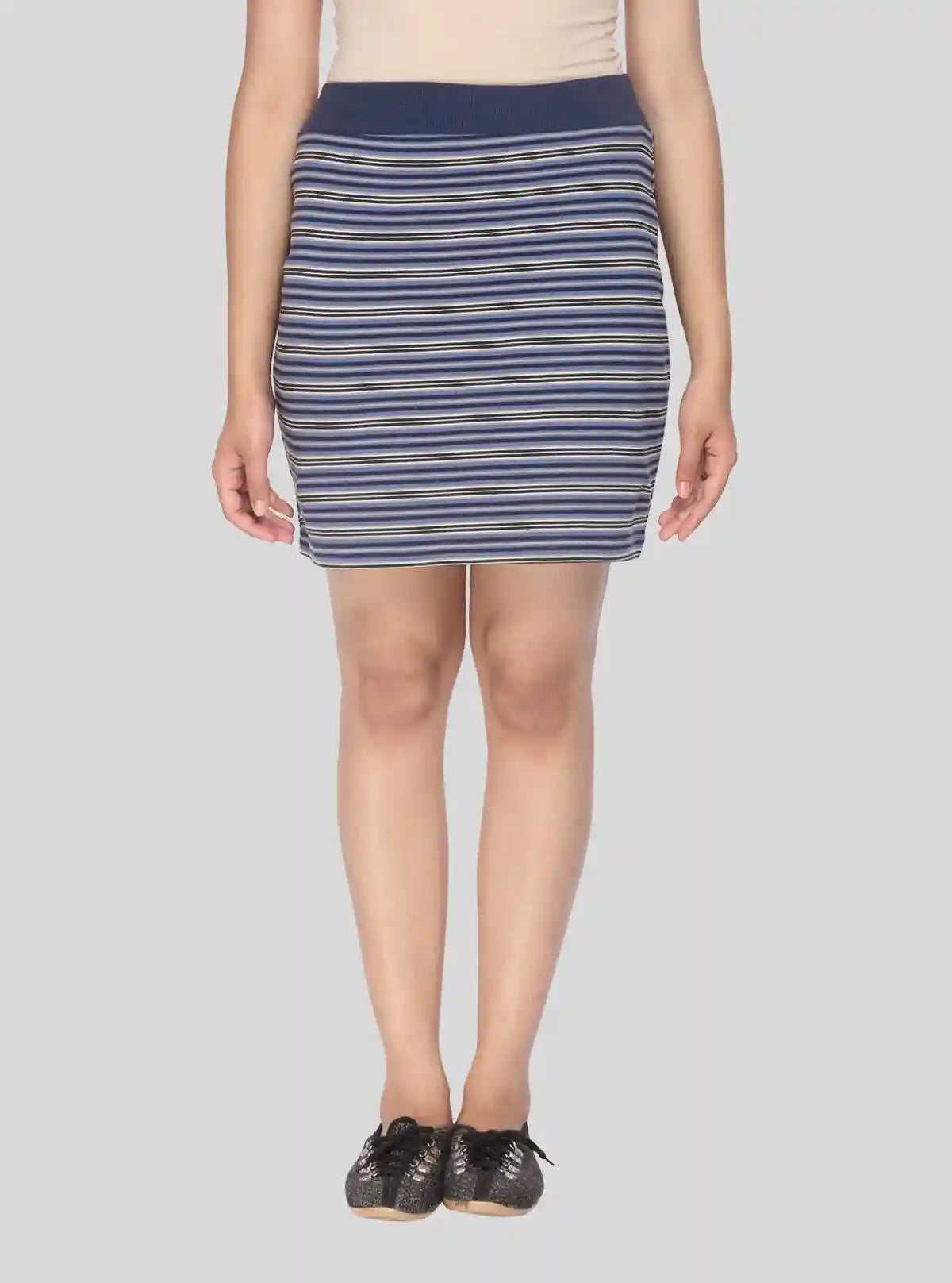 Women's Grey Striped Cotton Jersey Skirt – Casual Comfort with Chic Appeal | Buy Online at  Boer and Fitch